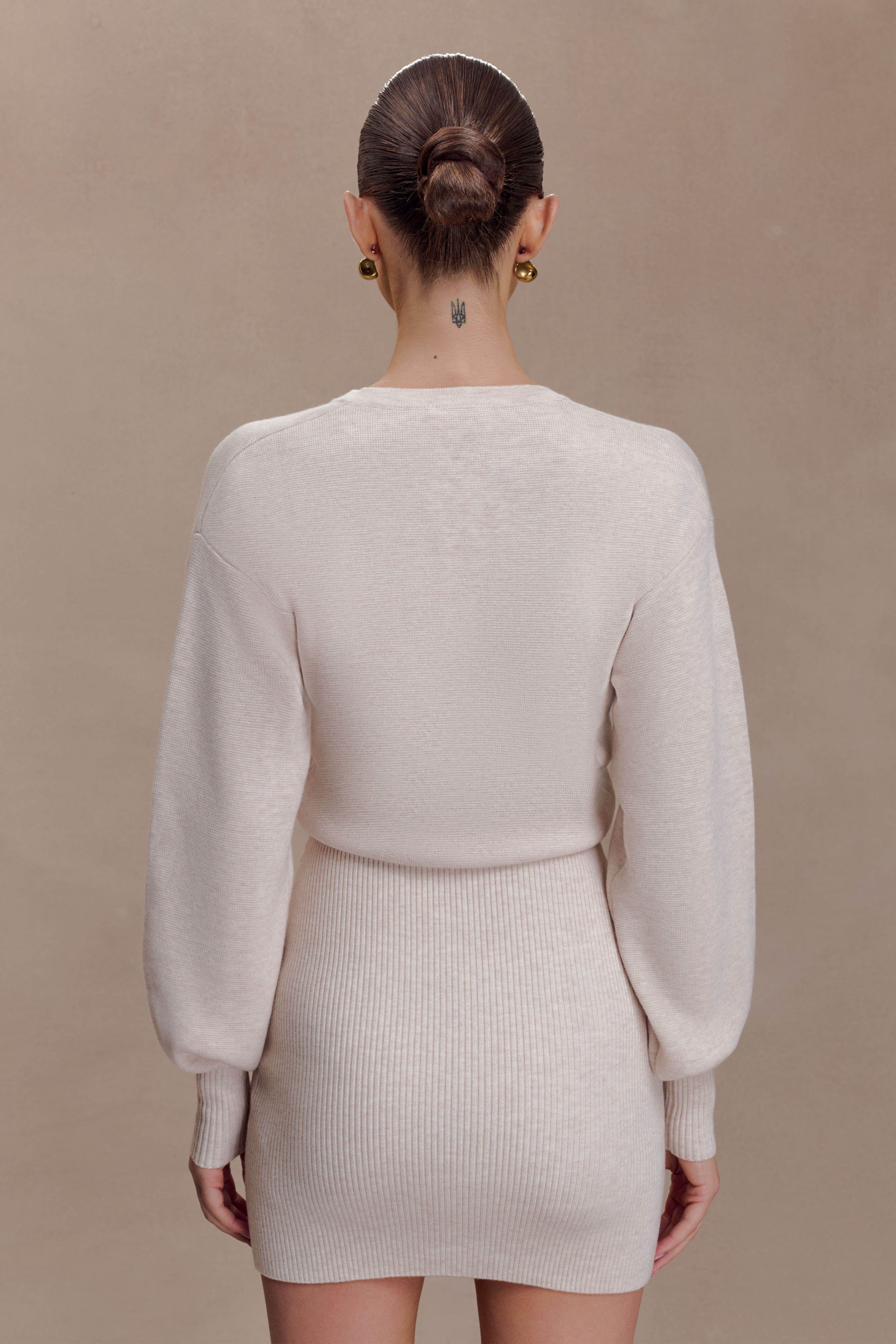 Xaden Wool Mix Knit Mini Dress - Oat Marle | MESHKI