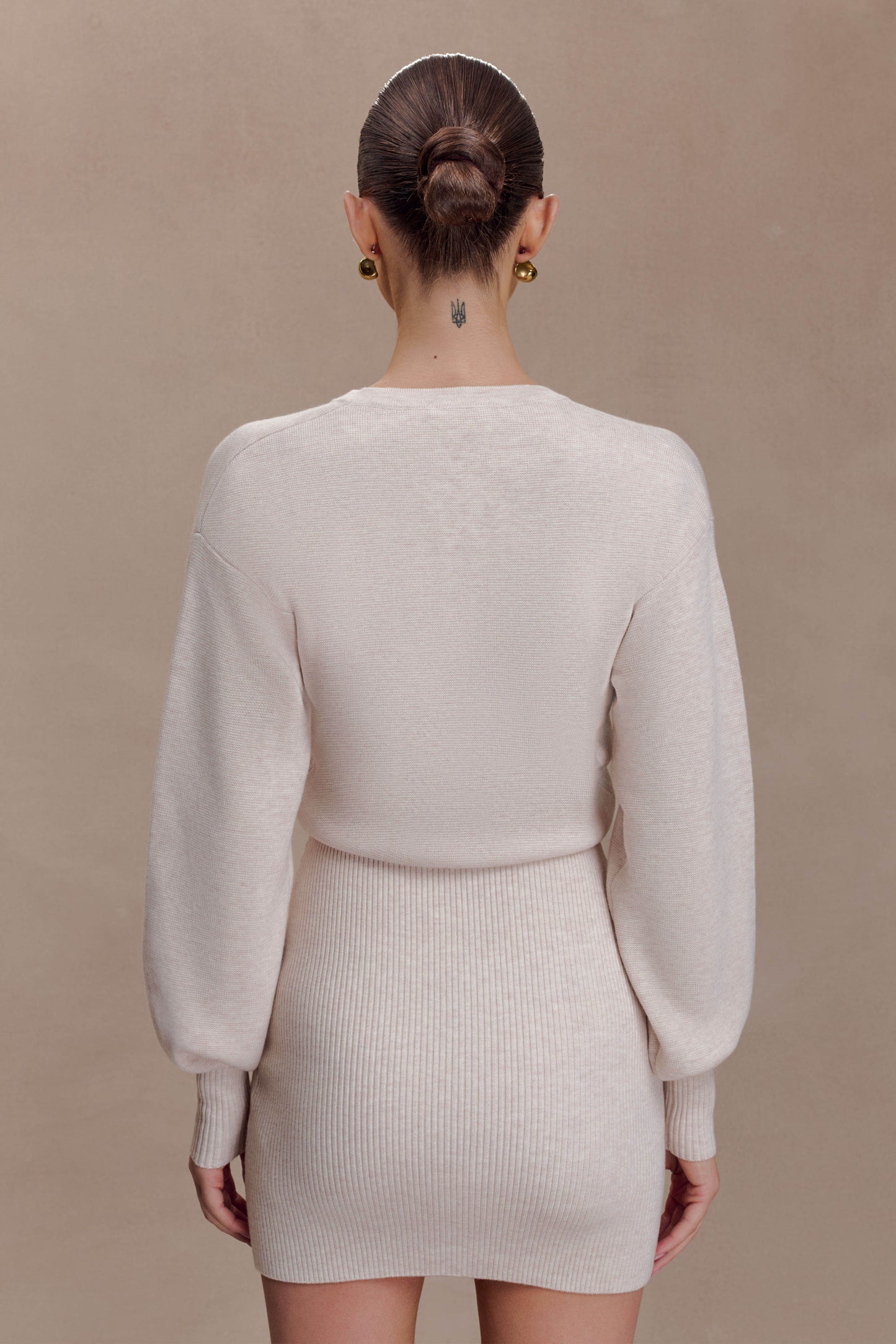 Xaden Wool Mix Knit Mini Dress - Oat Marle