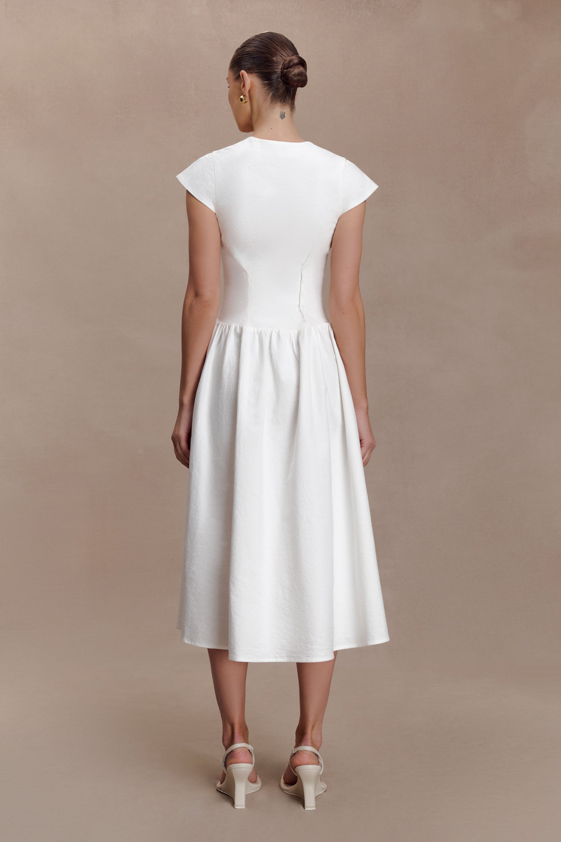 Ayla Cotton Fit And Flare Midi Dress - White #2