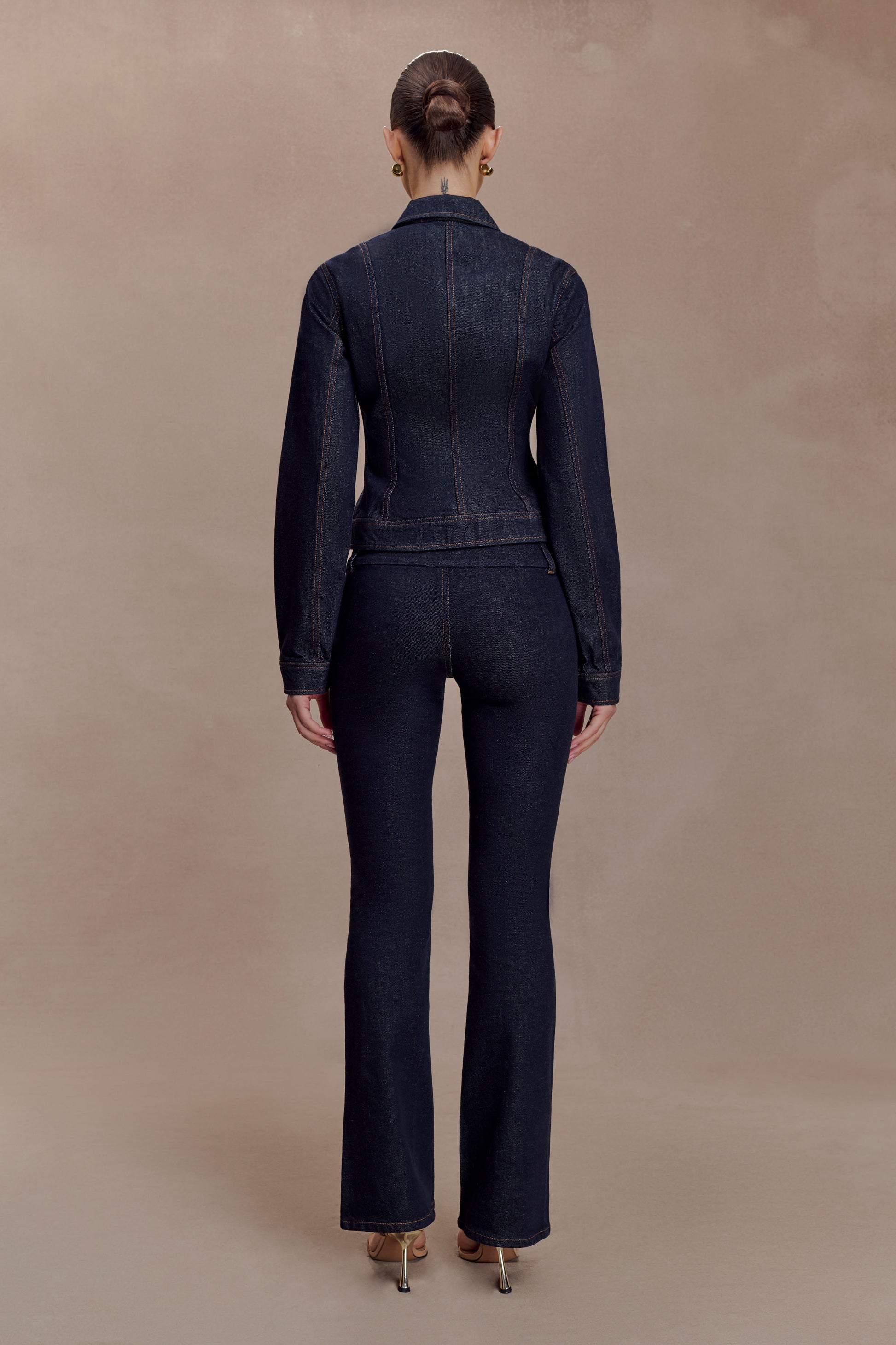 Shelly Flared Denim Jeans - Washed Indigo Blue #5