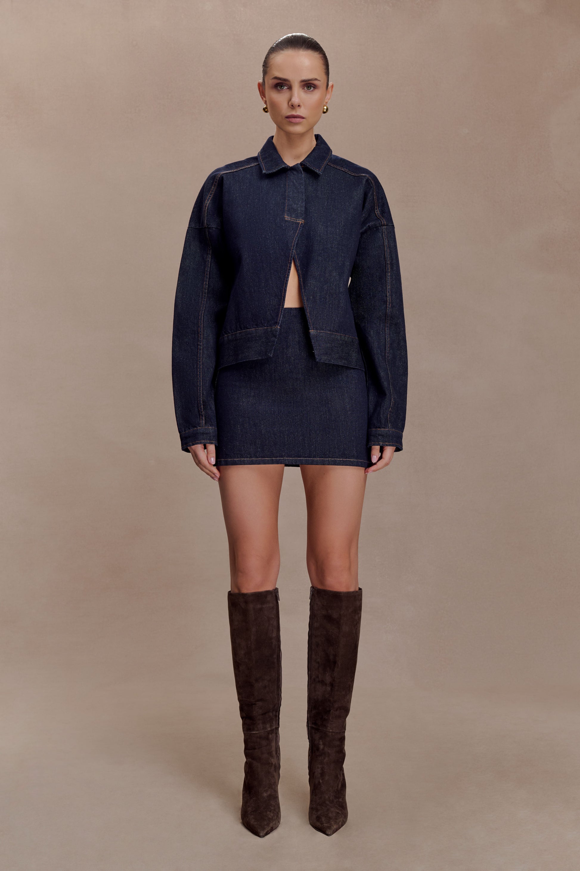 Ellie Denim Mini Skirt - Washed Indigo Blue #4