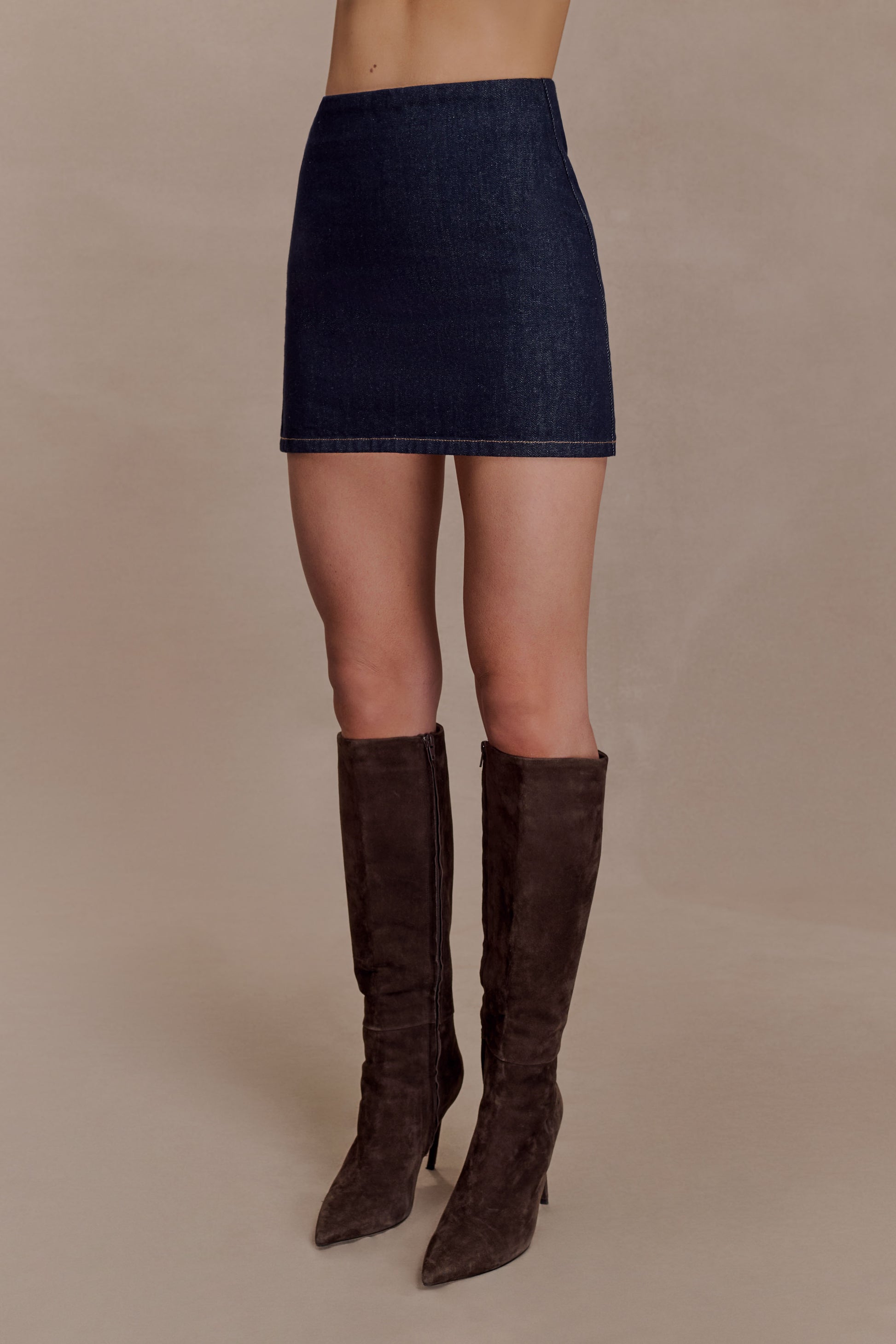 Ellie Denim Mini Skirt - Washed Indigo Blue #2