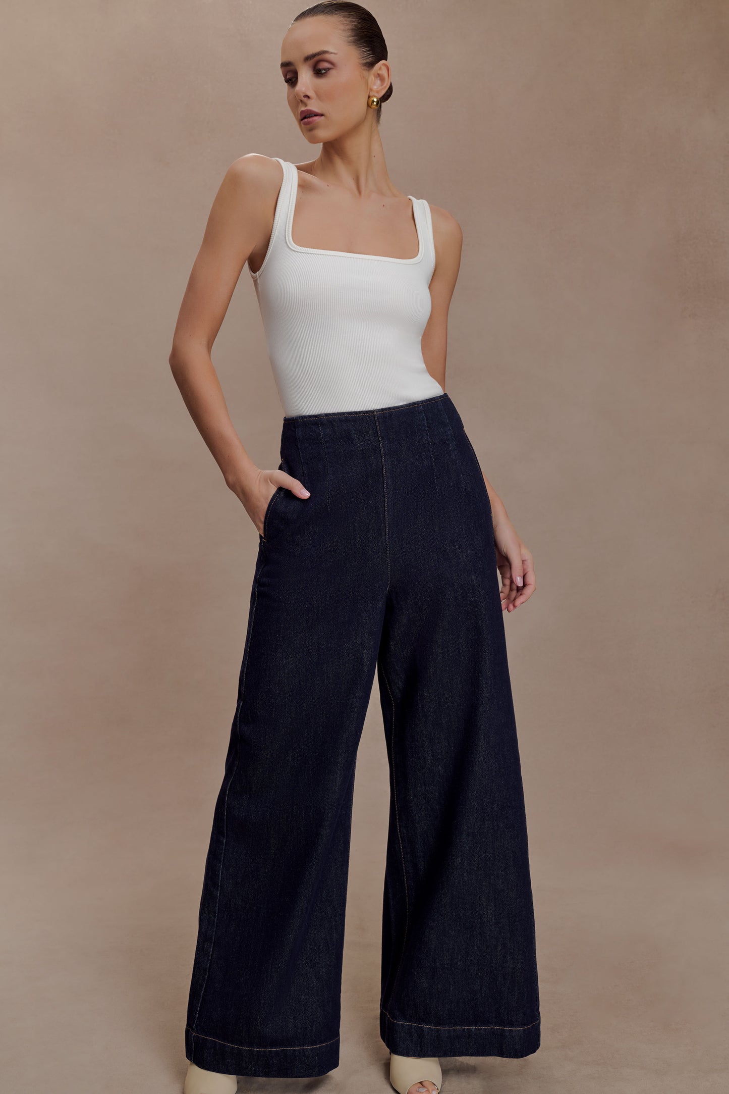 Maral High Waisted Dart Jeans - Washed Indigo Blue