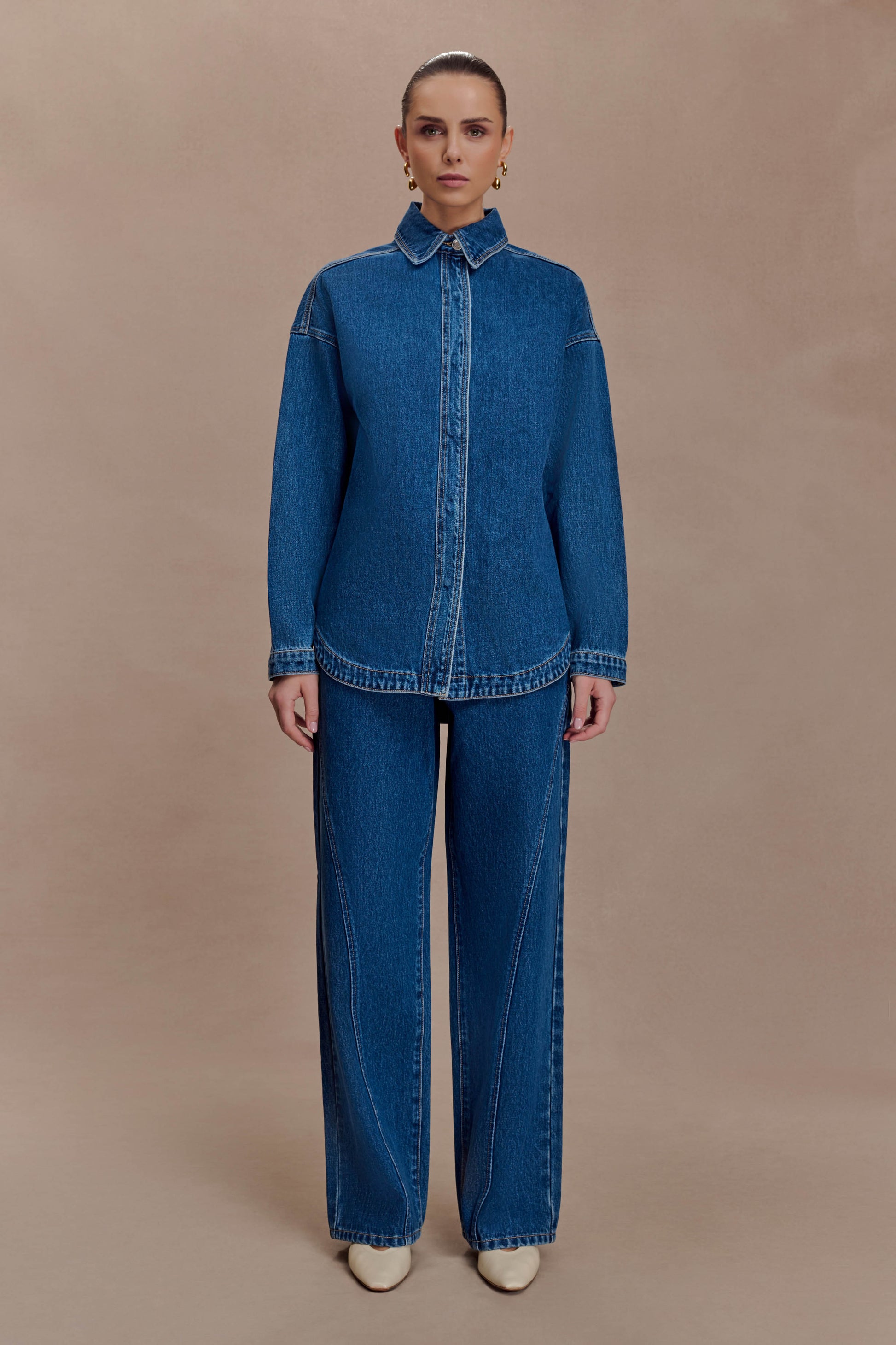 Georgette Mid Rise Paneled Denim Jeans - Dark Blue #7