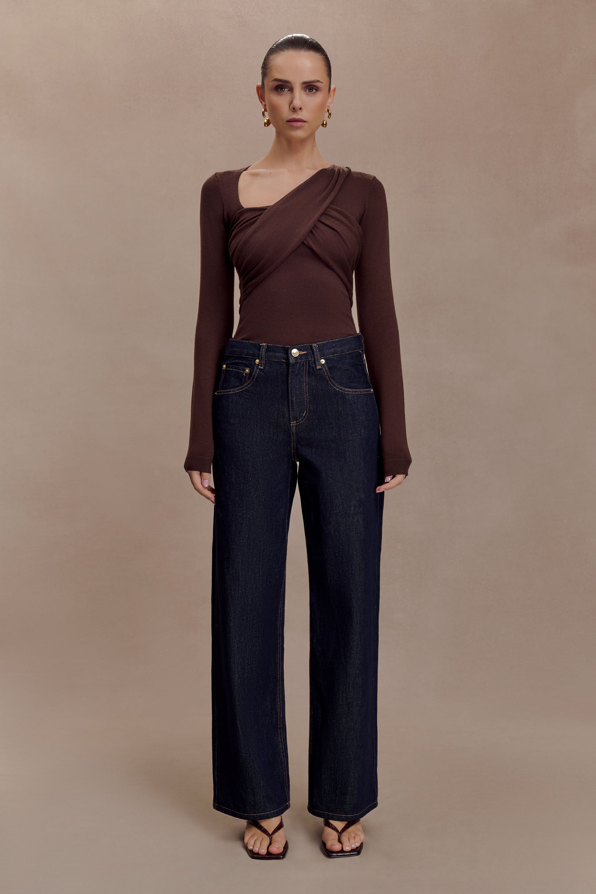 Kaylen Knit Long Sleeve Top - Dark Chocolate #6