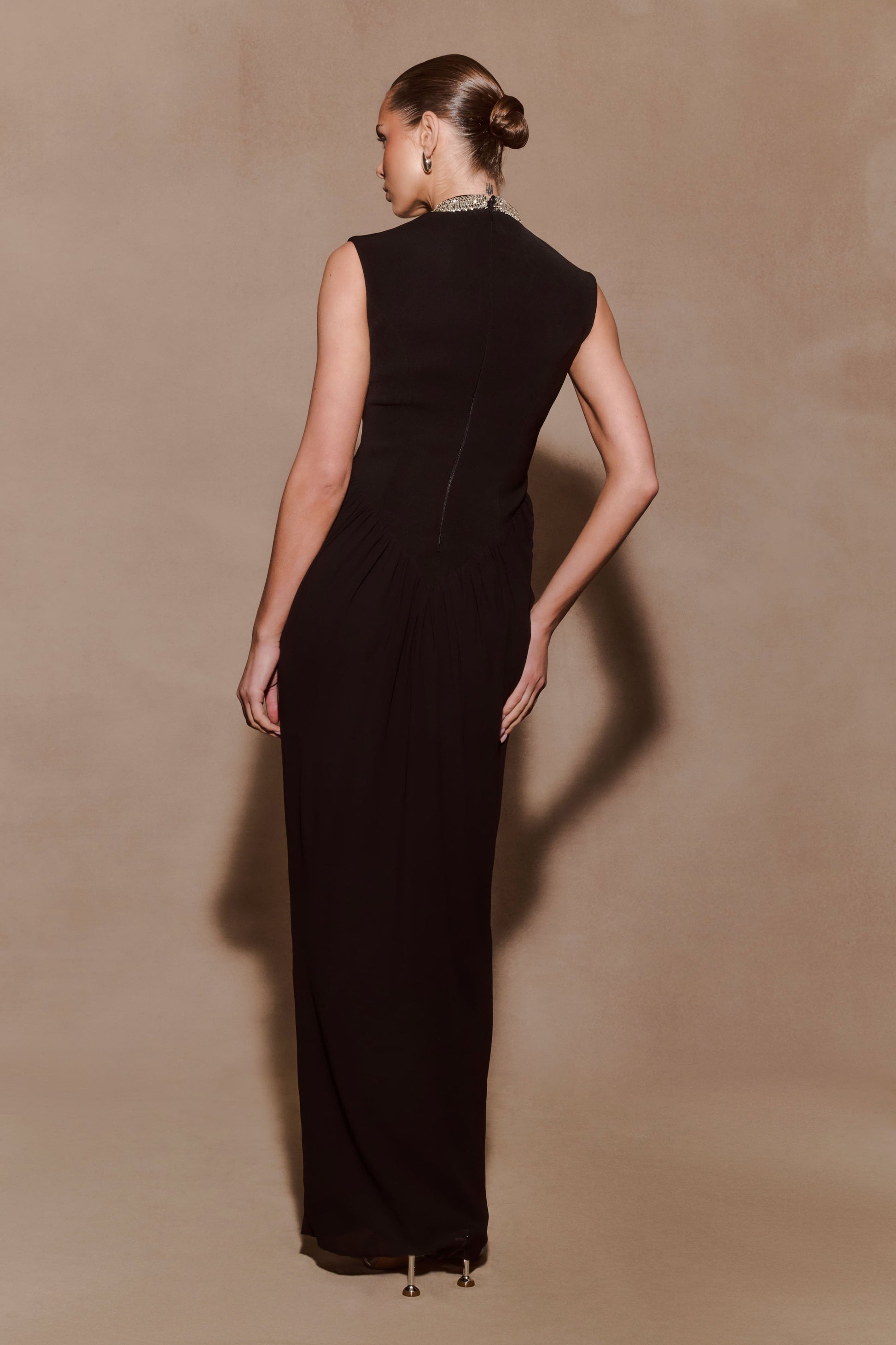 Elisa Diamante Neck Maxi Dress - Black #2