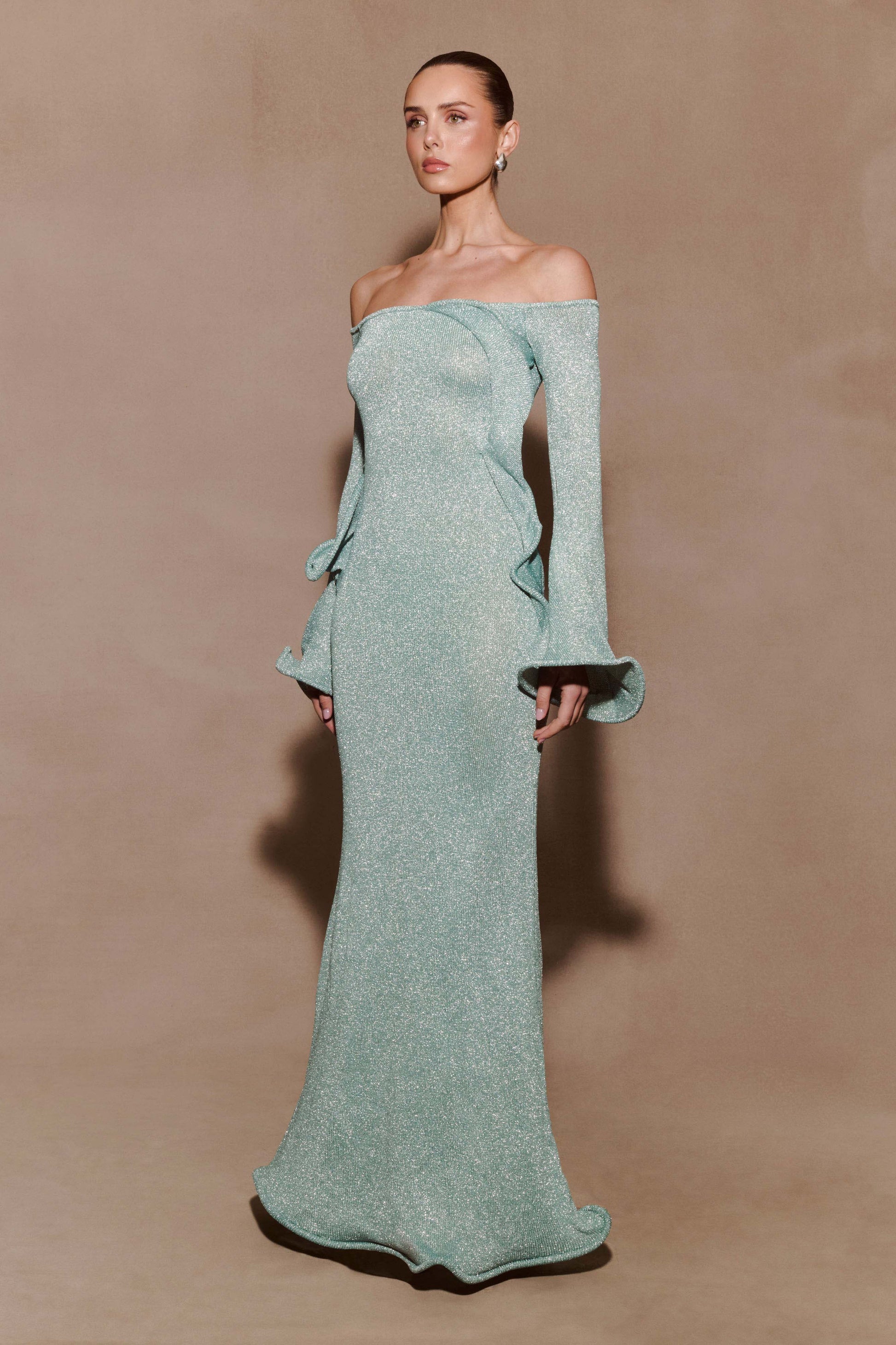 Sandrine Lurex Knit Maxi Dress - Aqua #3