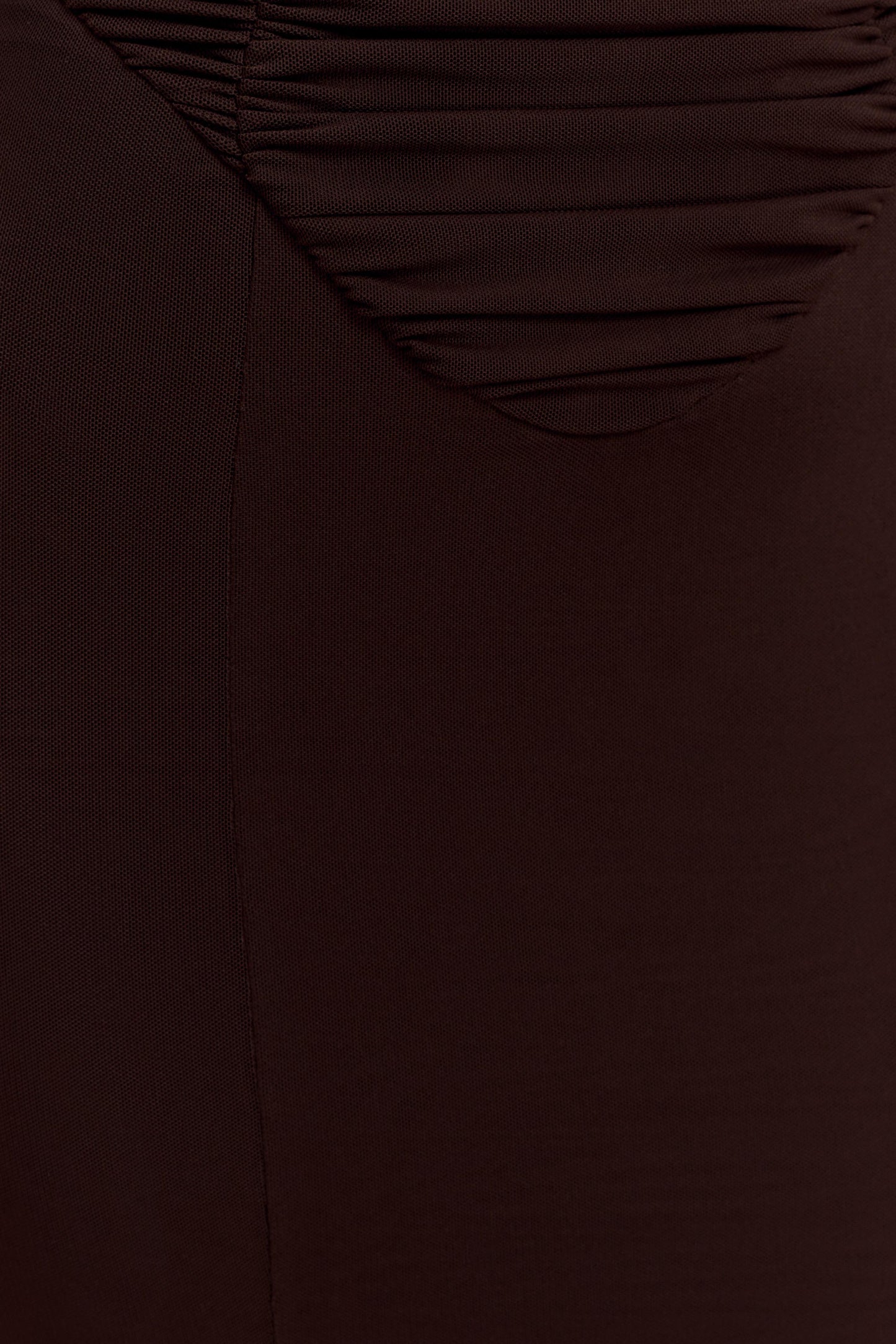 Willa Gathered Mesh Midi Dress - Chocolate