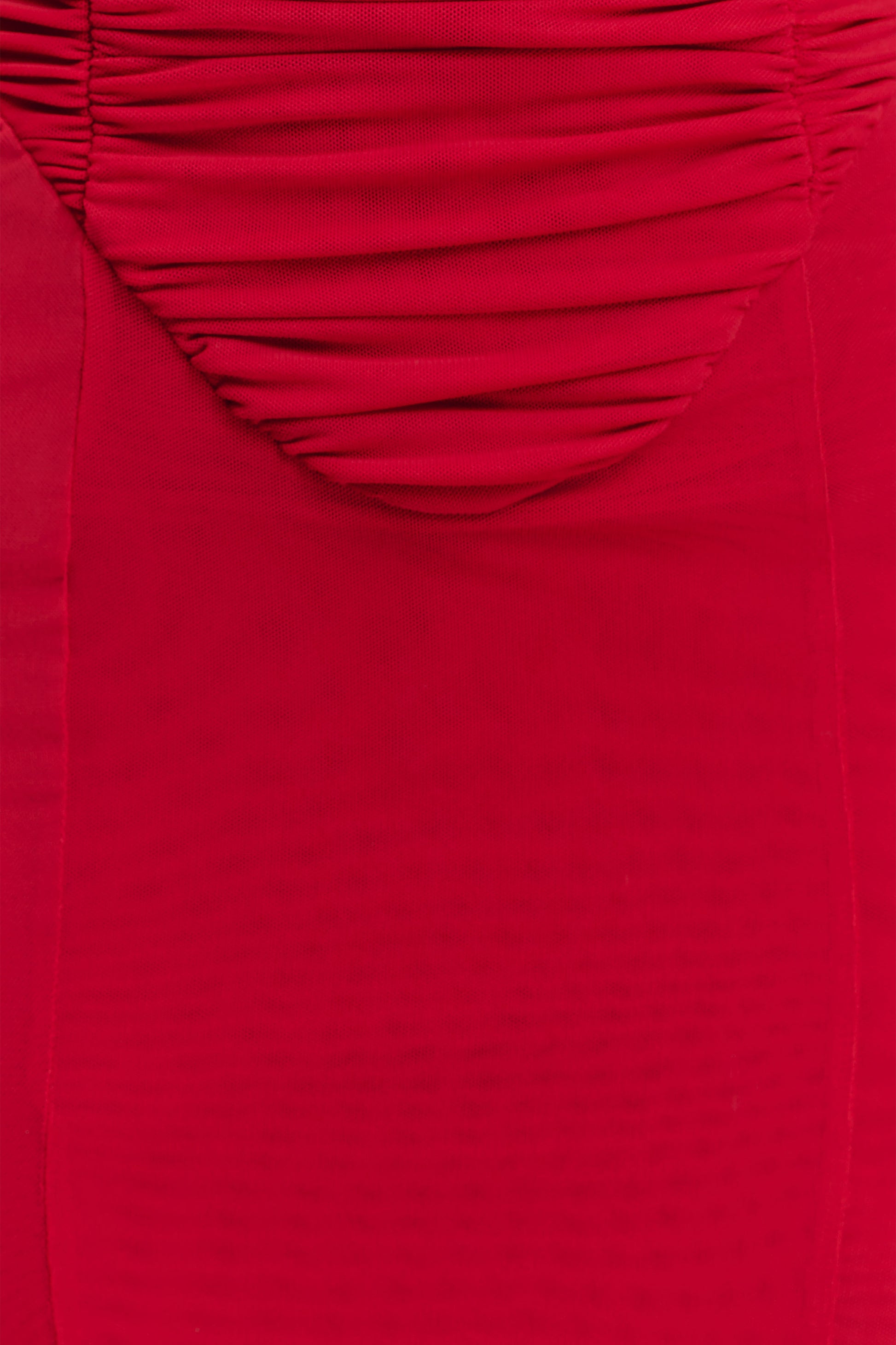 Willa Gathered Mesh Midi Dress - Ruby Red #6