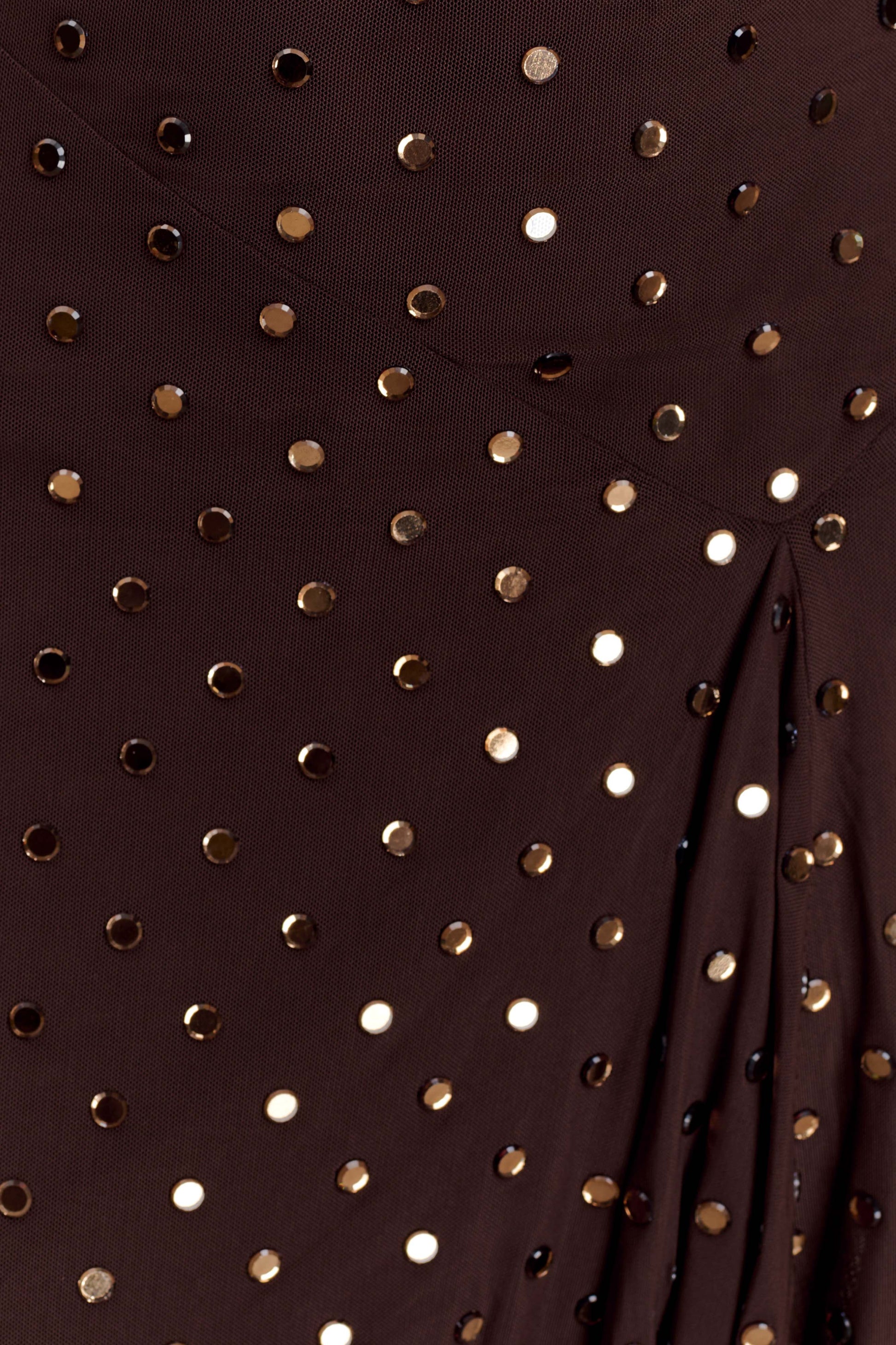 Zahra Diamante Cowl Mini Dress - Chocolate #10