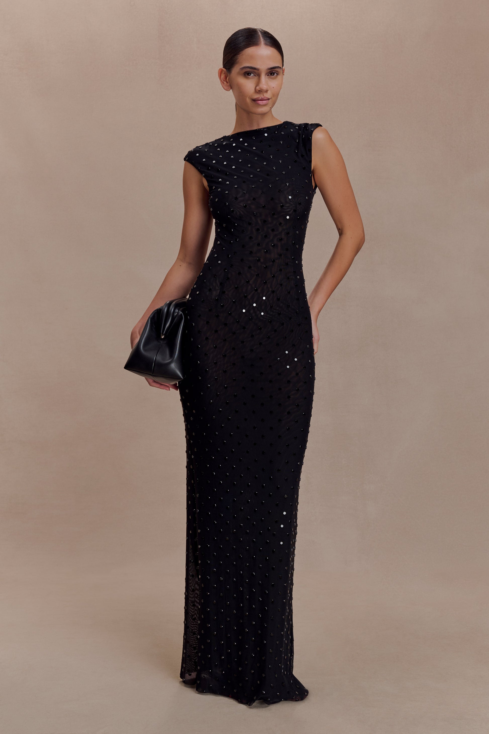 Samara Sleeveless Diamante Maxi Dress - Black #9