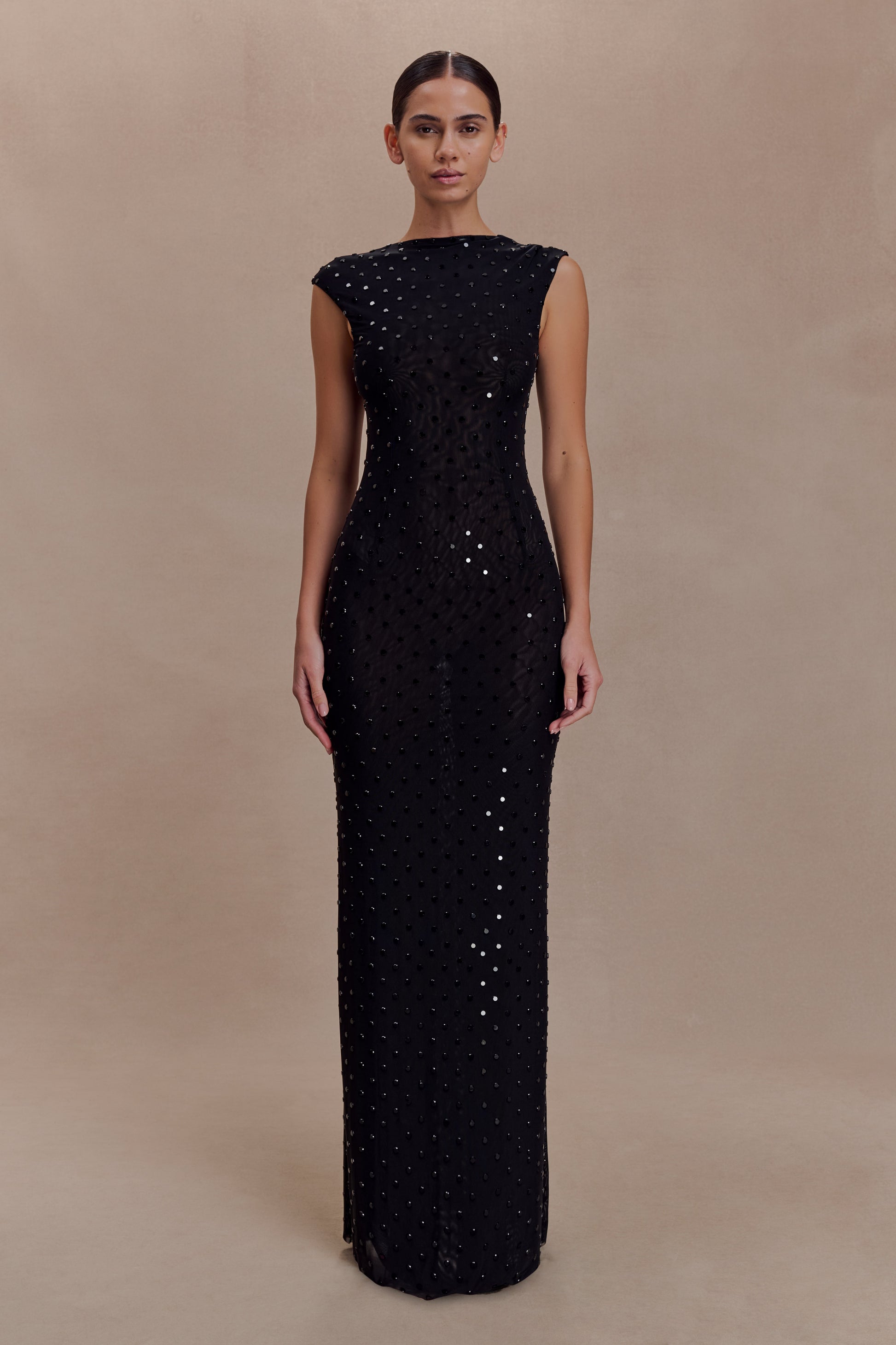 Samara Sleeveless Diamante Maxi Dress - Black #2