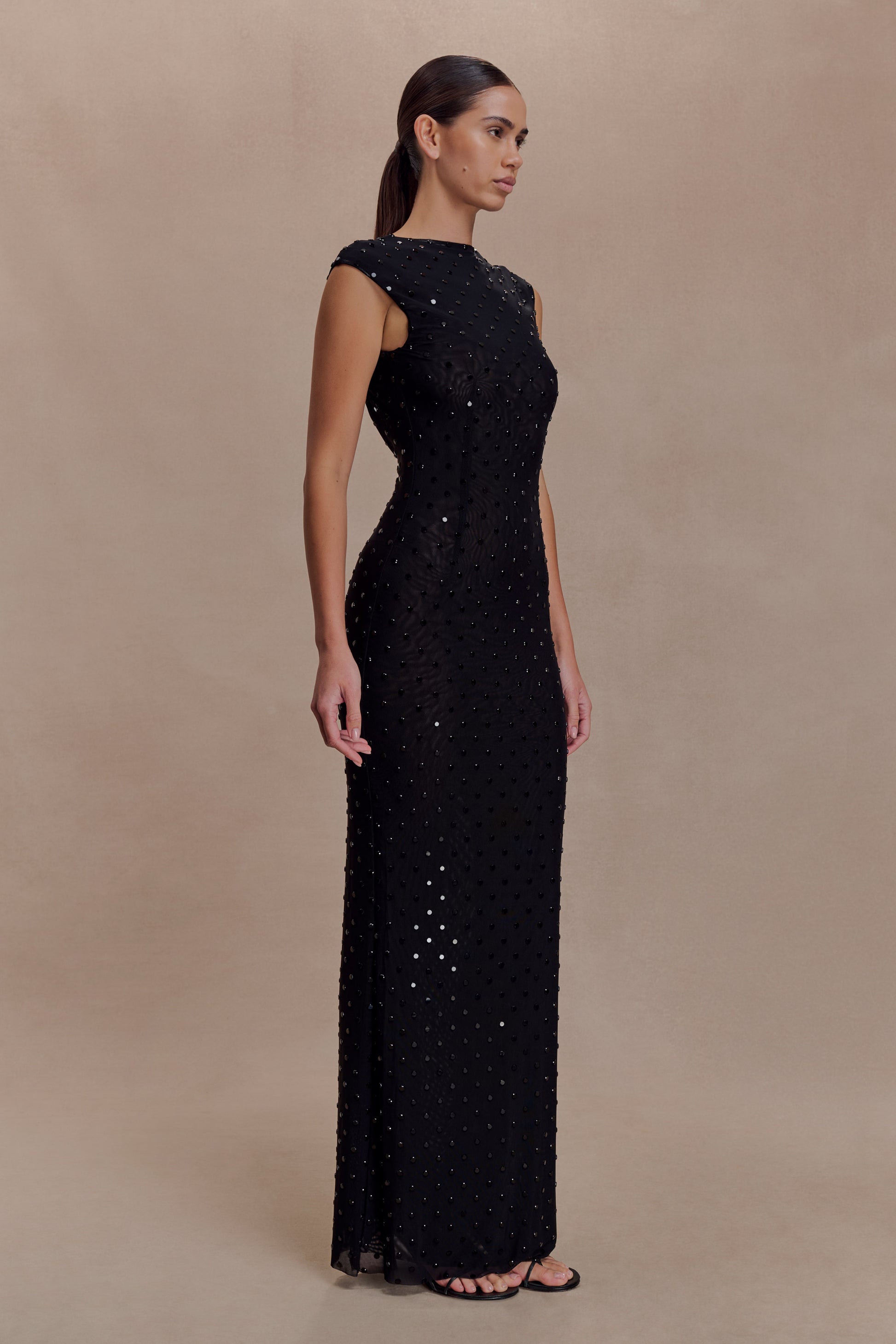Samara Sleeveless Diamante Maxi Dress - Black #4