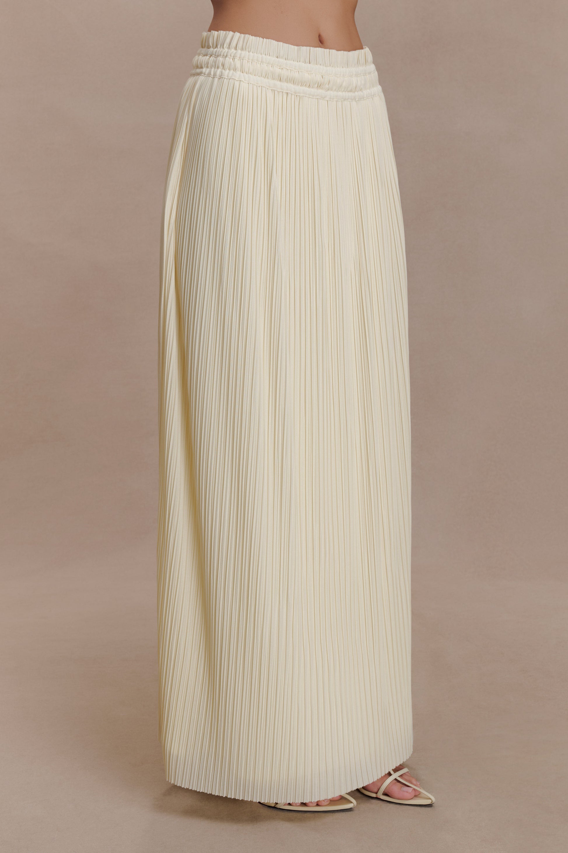 Amaris Gathered Plisse Maxi Skirt - Lemon #4