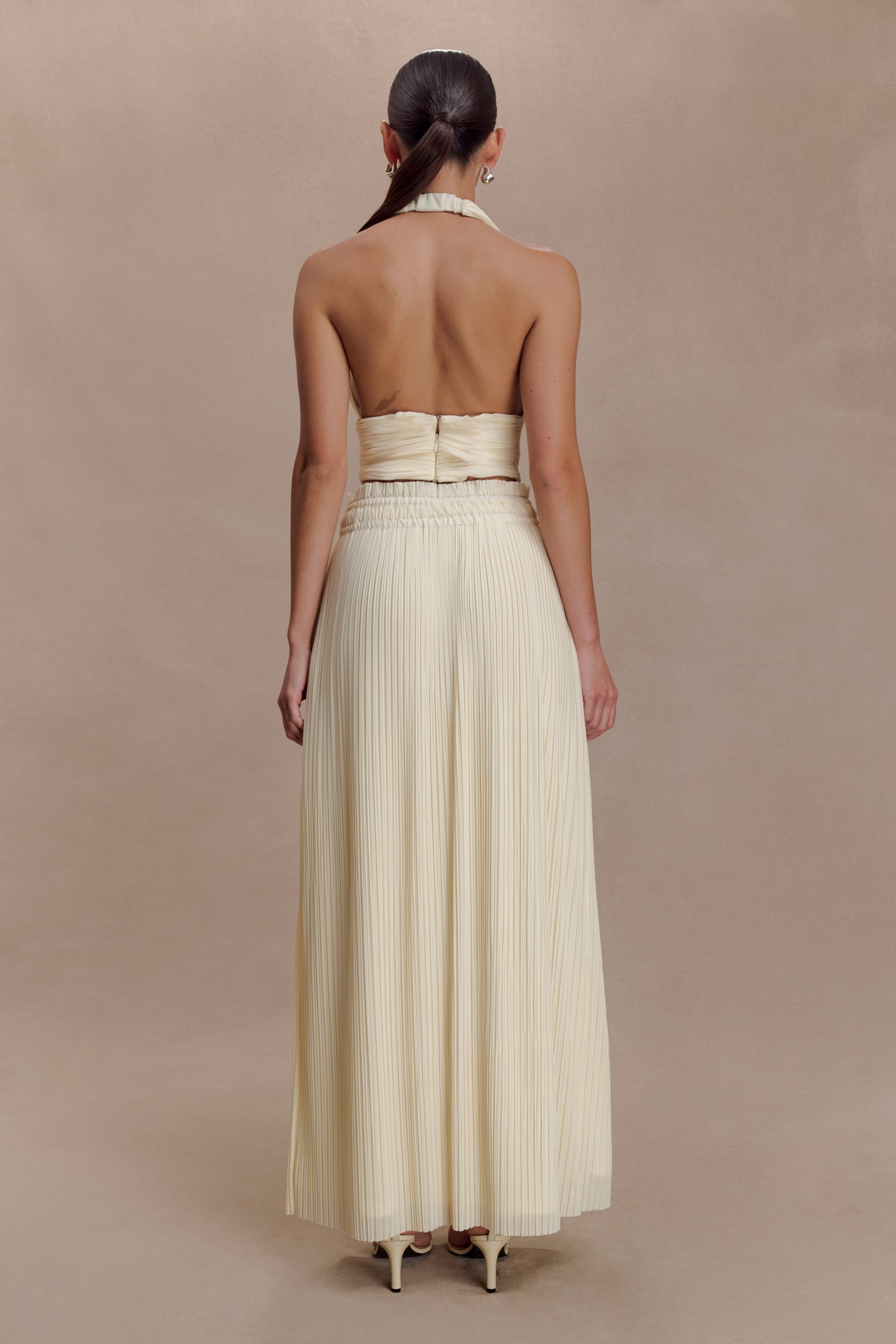 Amaris Sleeveless Plisse Halter Top - Lemon #4