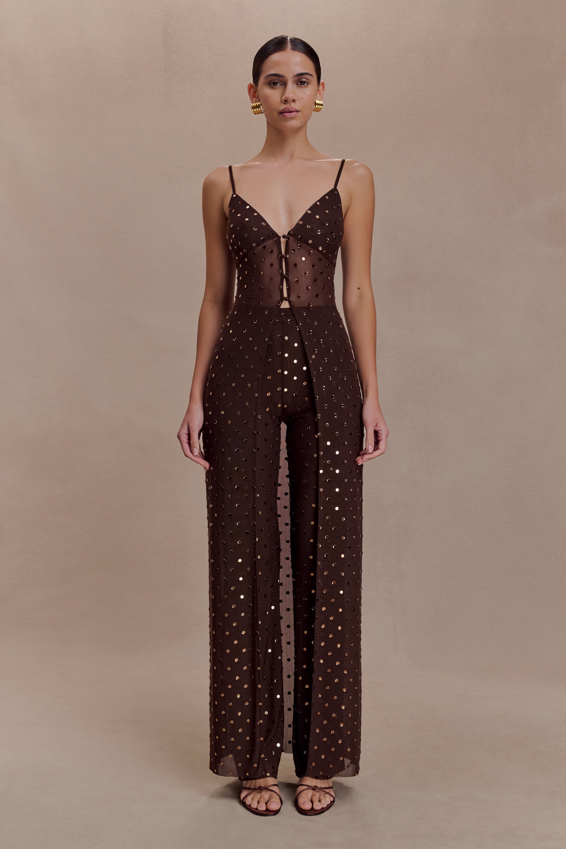 Jackie Diamante Straight Leg Pants - Chocolate #3