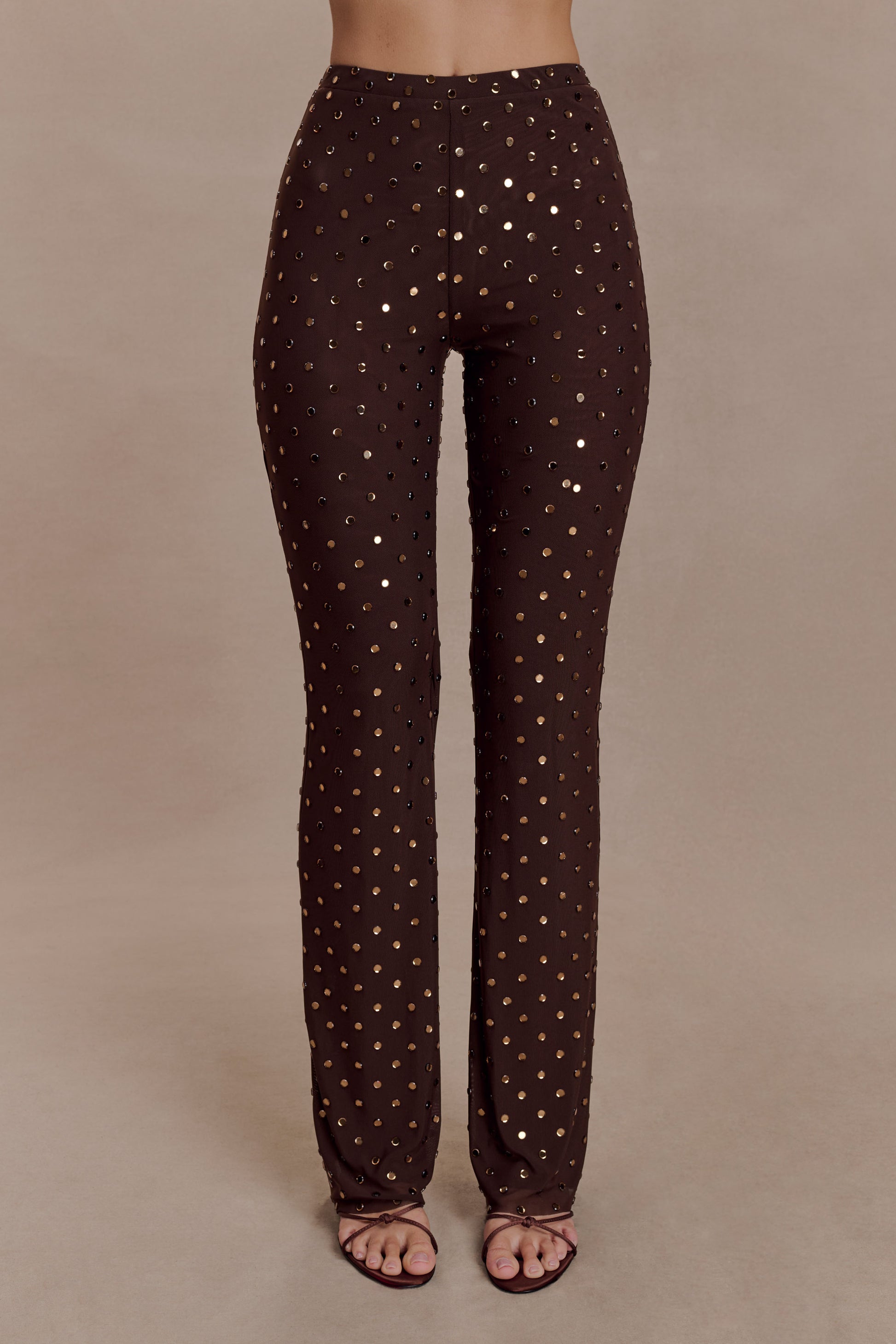 Jackie Diamante Straight Leg Pants - Chocolate