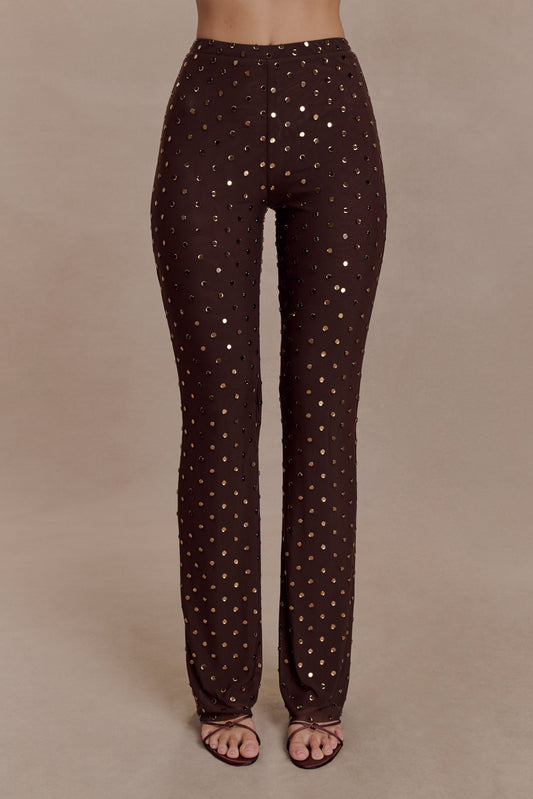 Jackie Diamante Straight Leg Pants - Chocolate