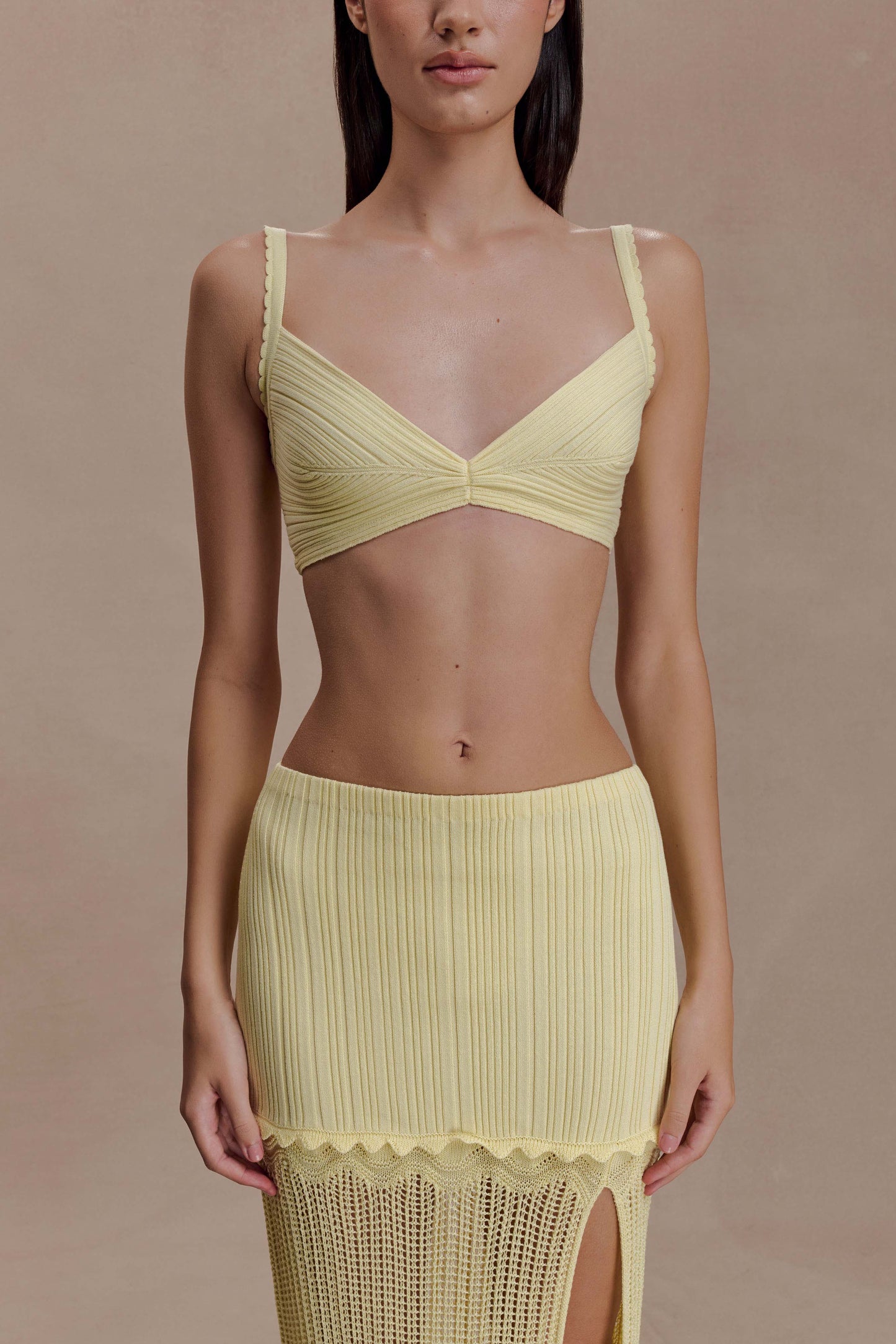 Coleene Pointelle Knit Top - Lemon