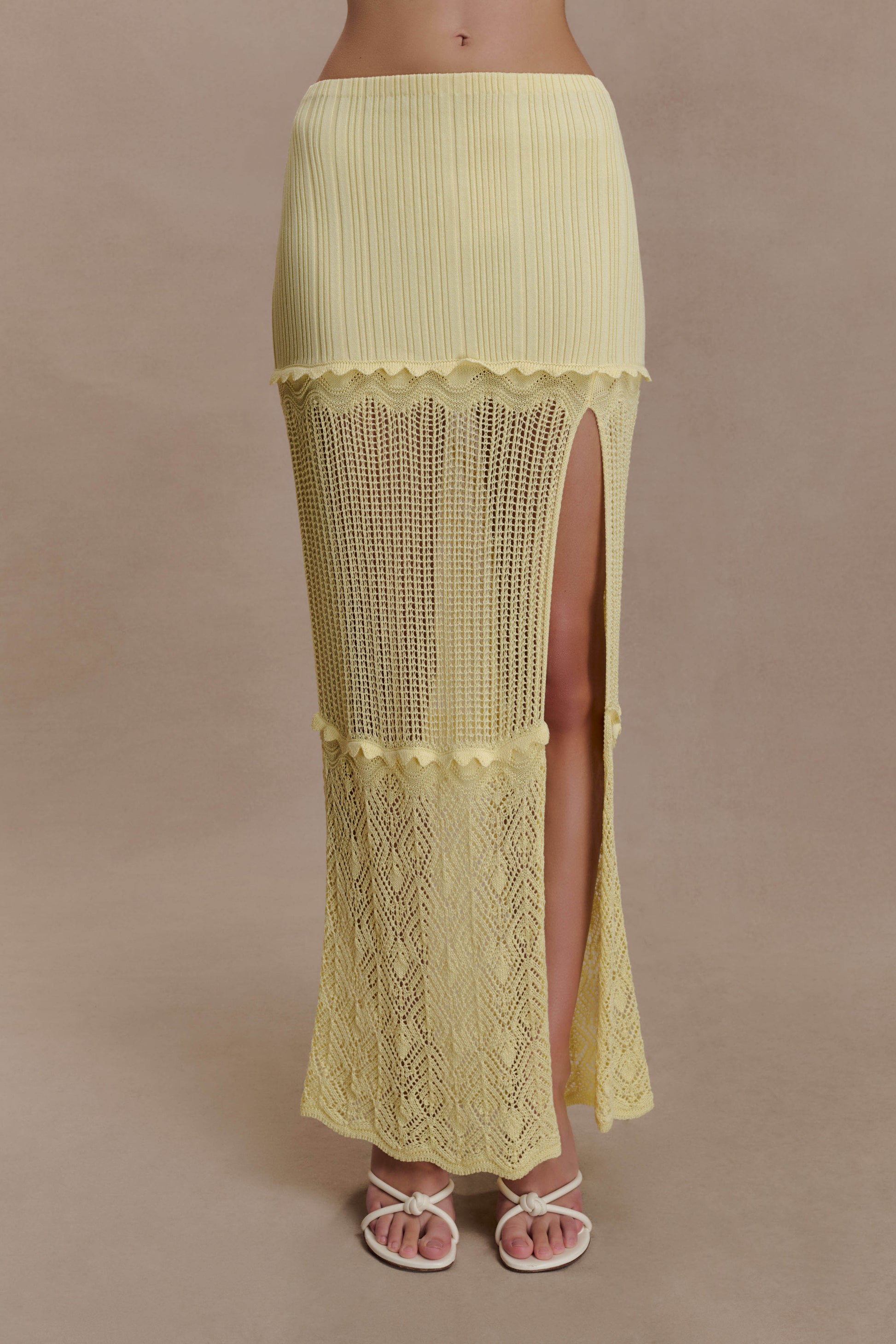 Coleene Pointelle Knit Maxi Skirt - Lemon #6