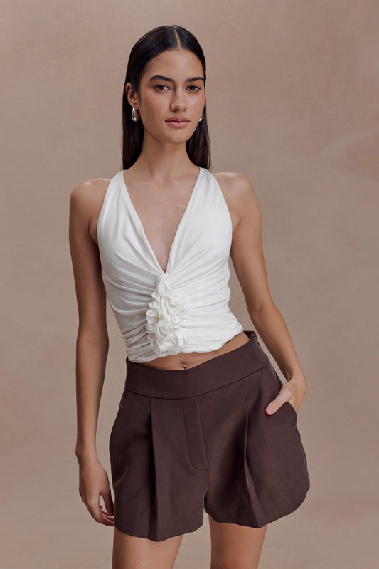 Alessandra Slinky Ruffle Top - Ivory