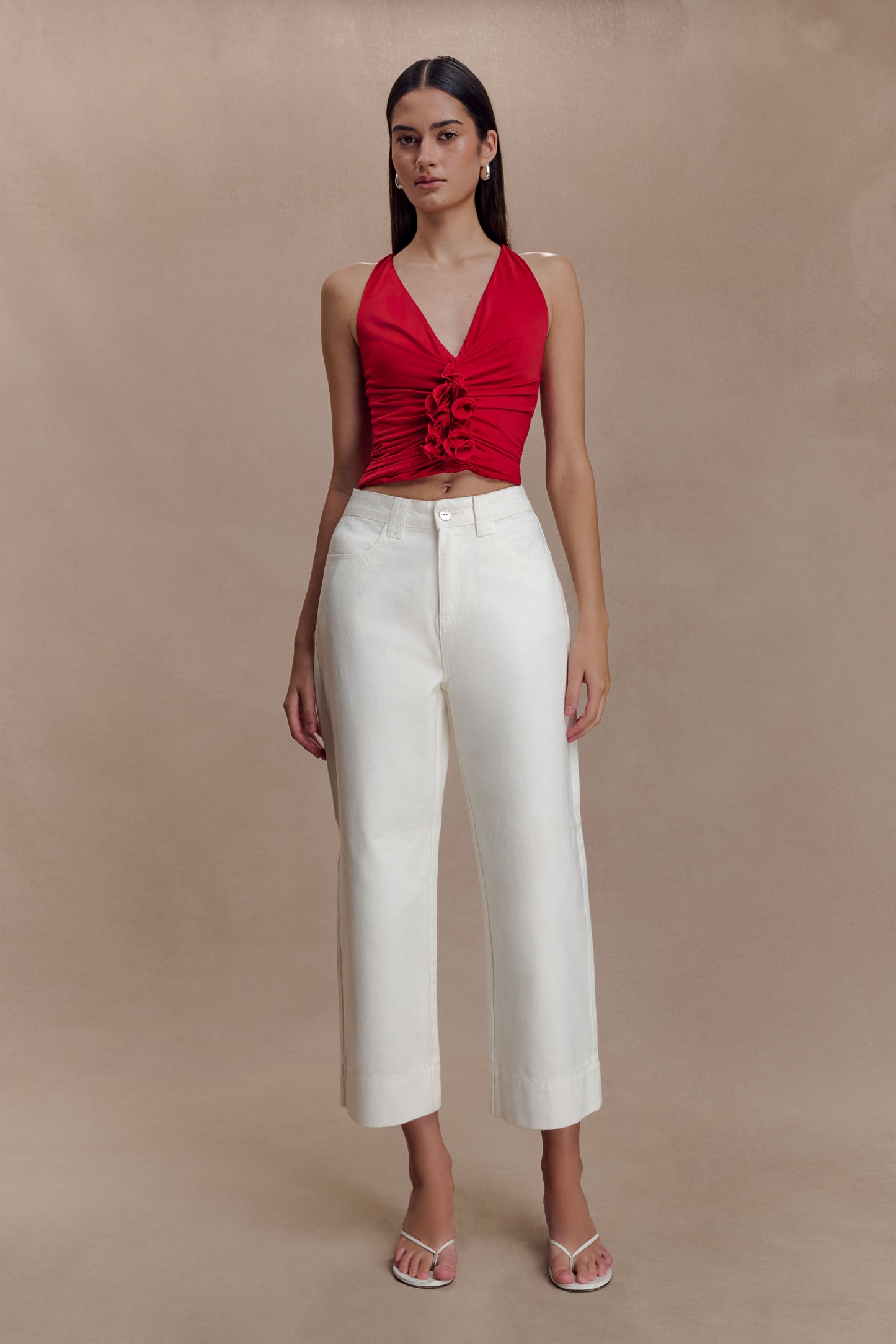 Alessandra Slinky Ruffle Top - Ruby