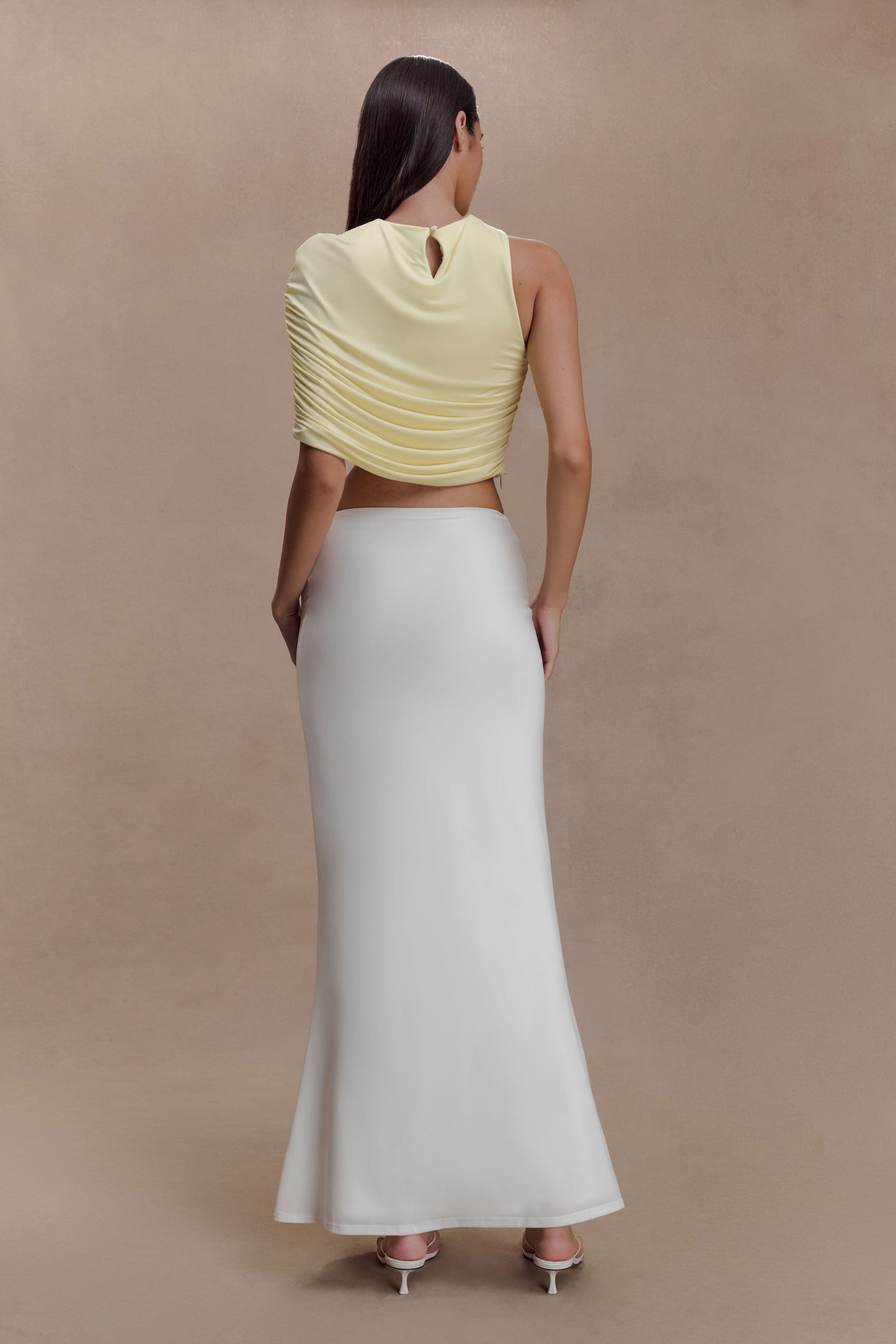 Adrienne One Shoulder Slinky Top - Lemon