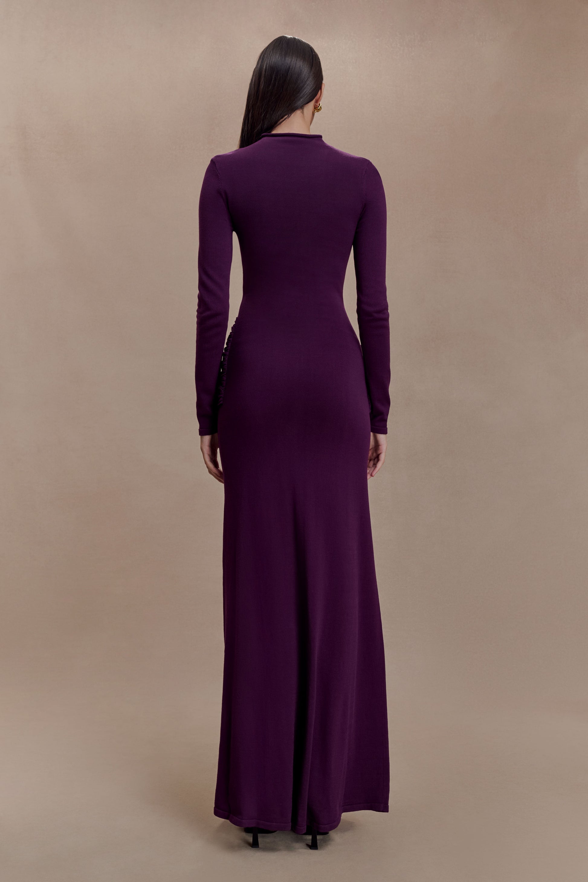 Grayson Knit Chiffon Maxi Dress - Plum #2