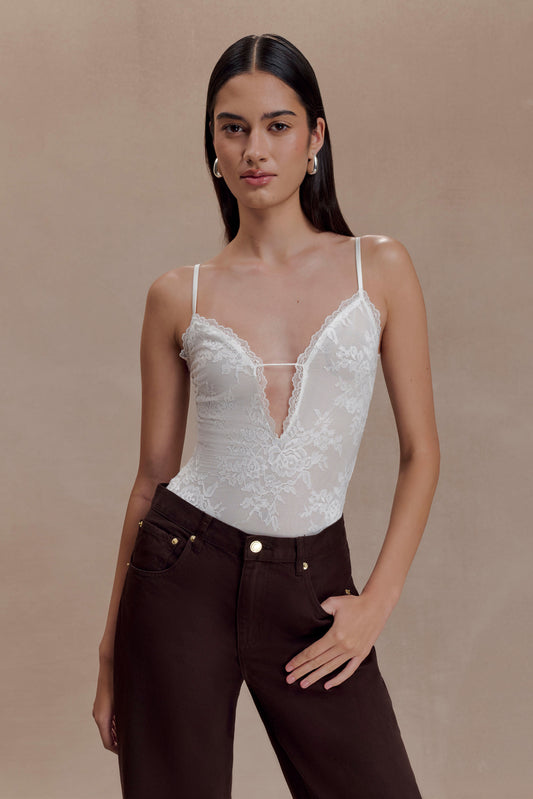 Jasper Plunge Lace Bodysuit - Ivory