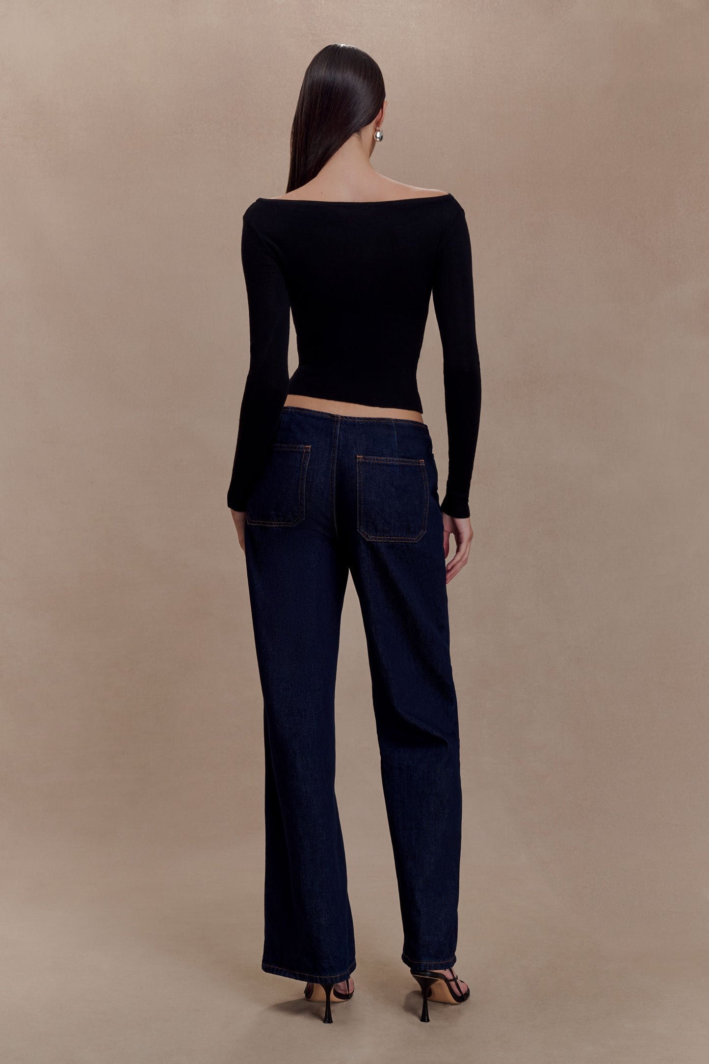 Paedyn Merino Wool Ribbed Long Sleeve Top - Black