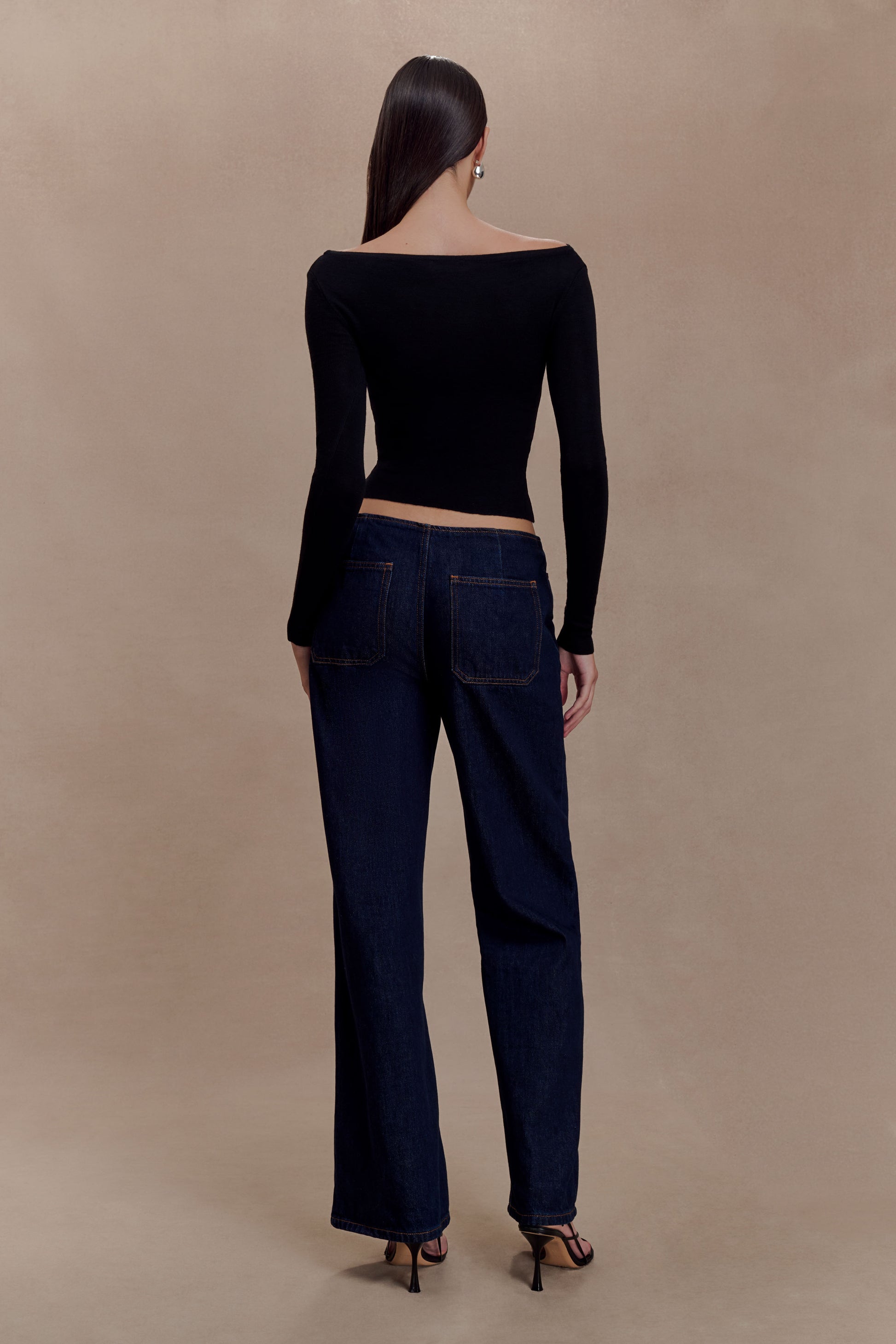 Paedyn Merino Wool Ribbed Long Sleeve Top - Black #2