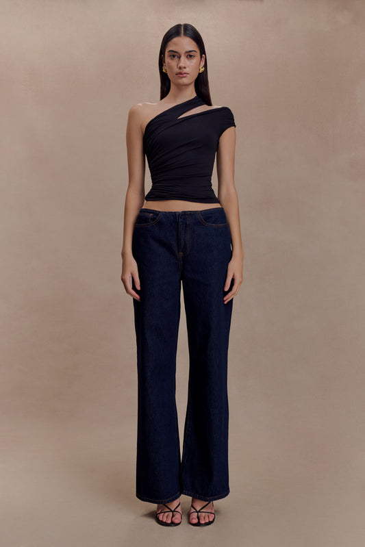 Anna One Shoulder Modal Top - Black