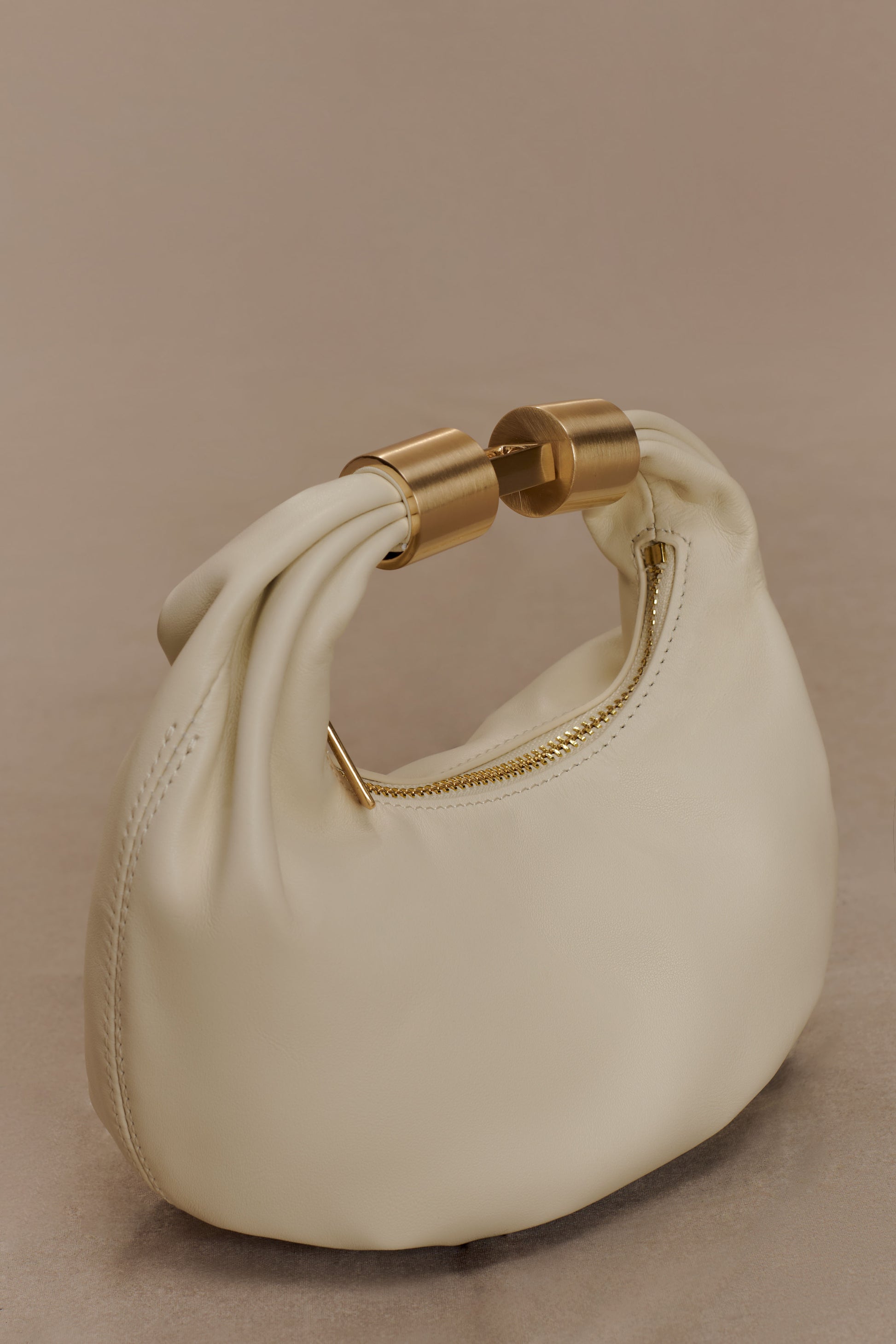 Bristol Mini Croissant Leather Bag - Ivory
