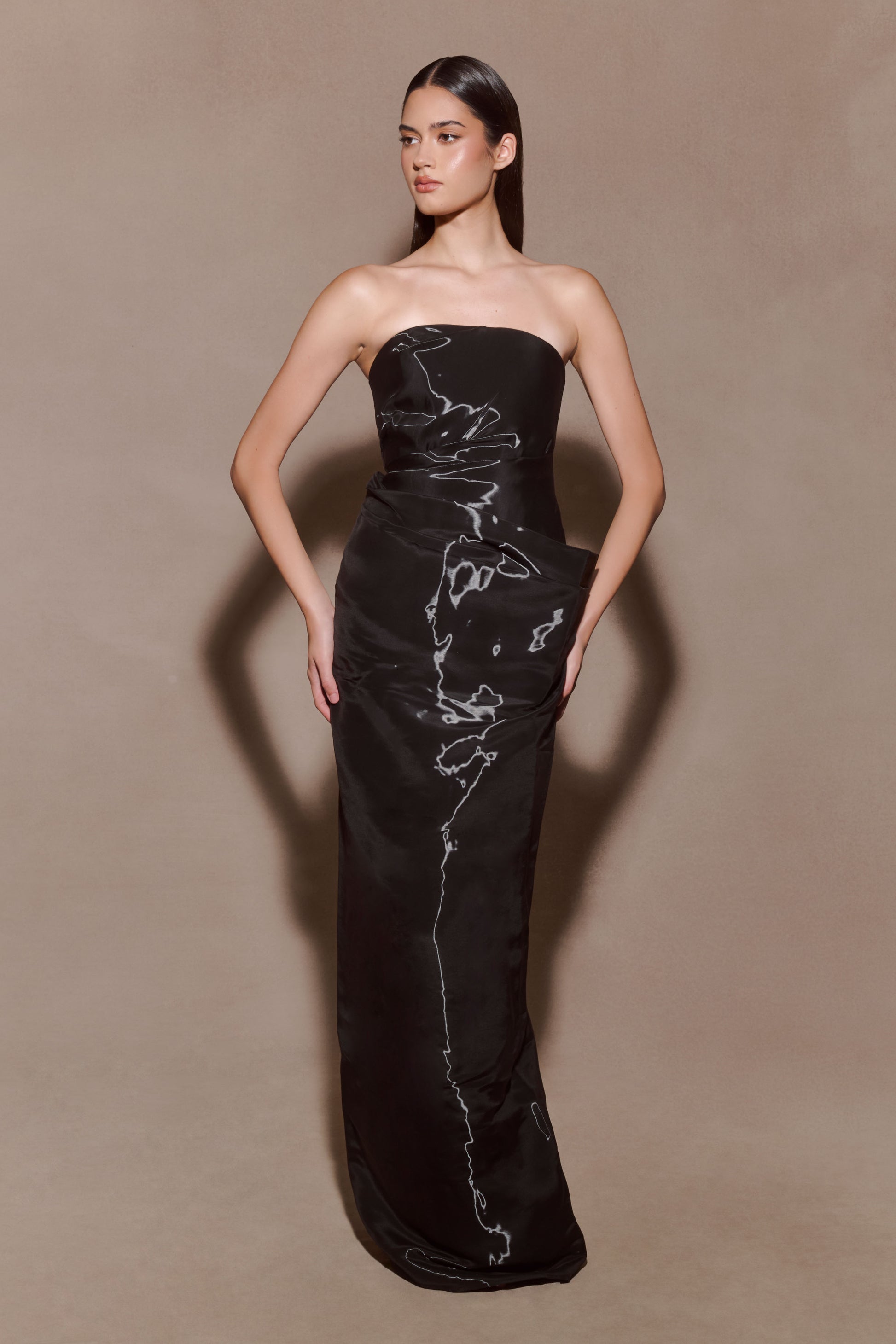 Calliope Strapless Organza Maxi Dress - Black #3