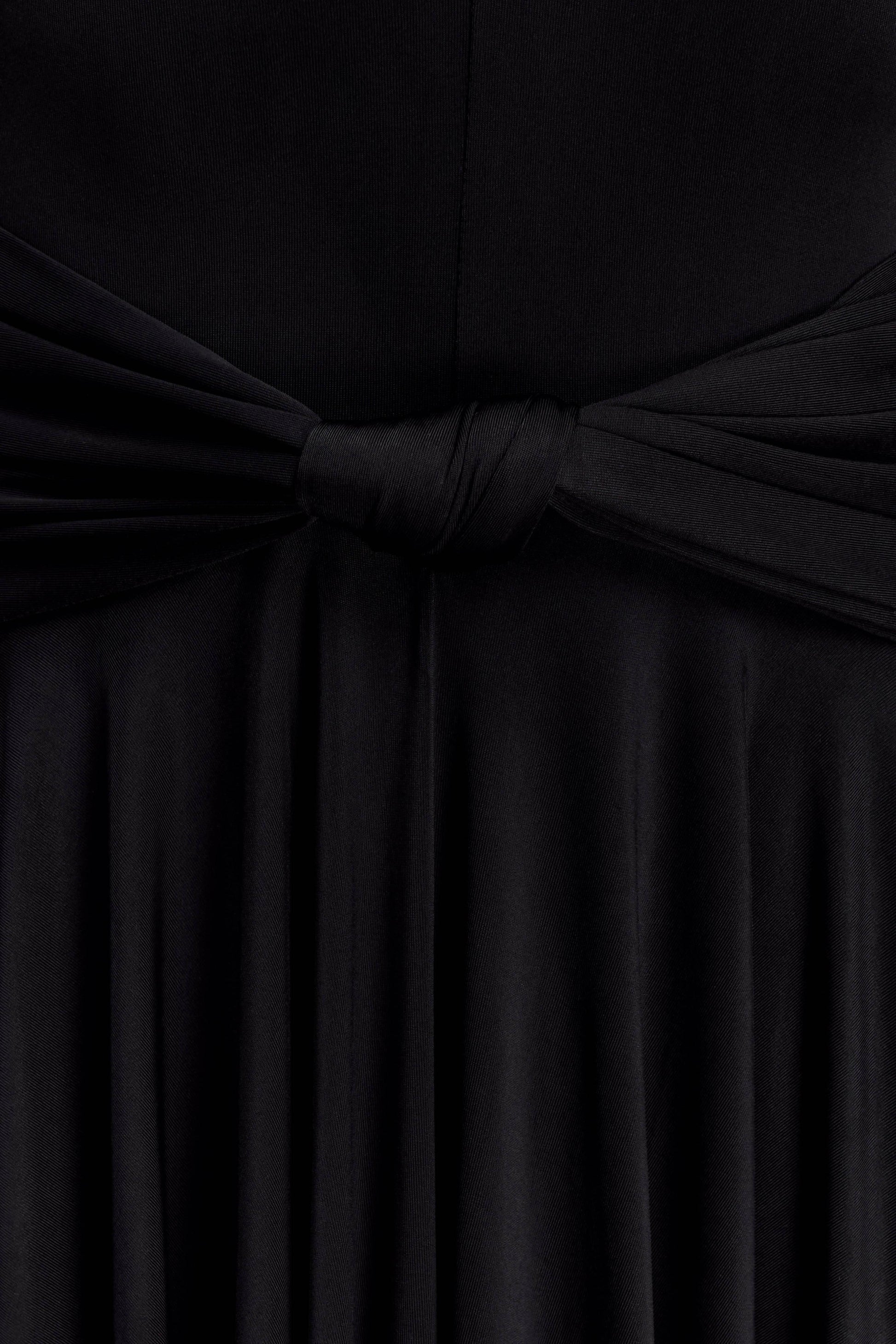 Zelda Asymmetric Slinky Midi Dress - Black #5