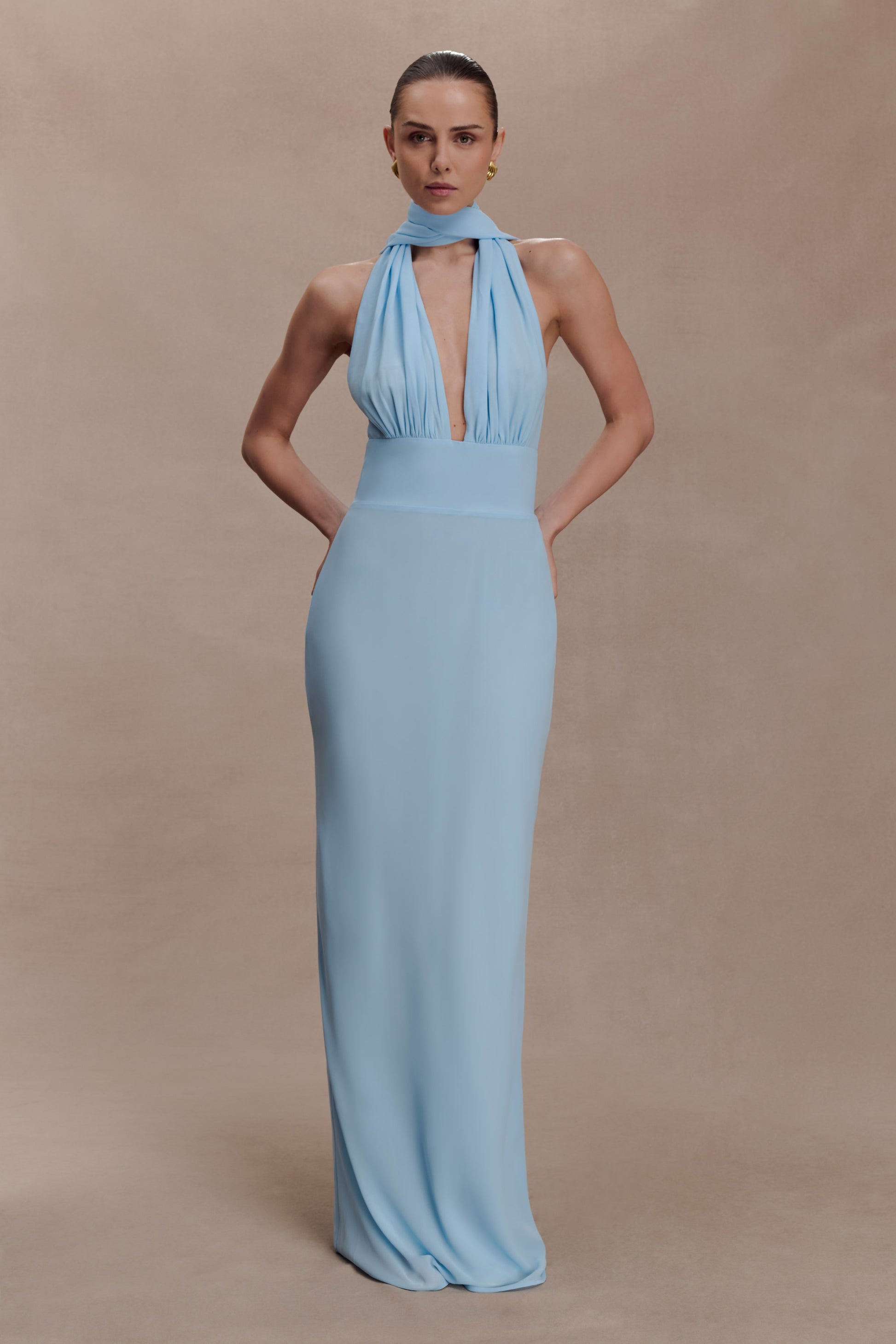 Nadine Halter Chiffon Maxi Dress - Blue #4