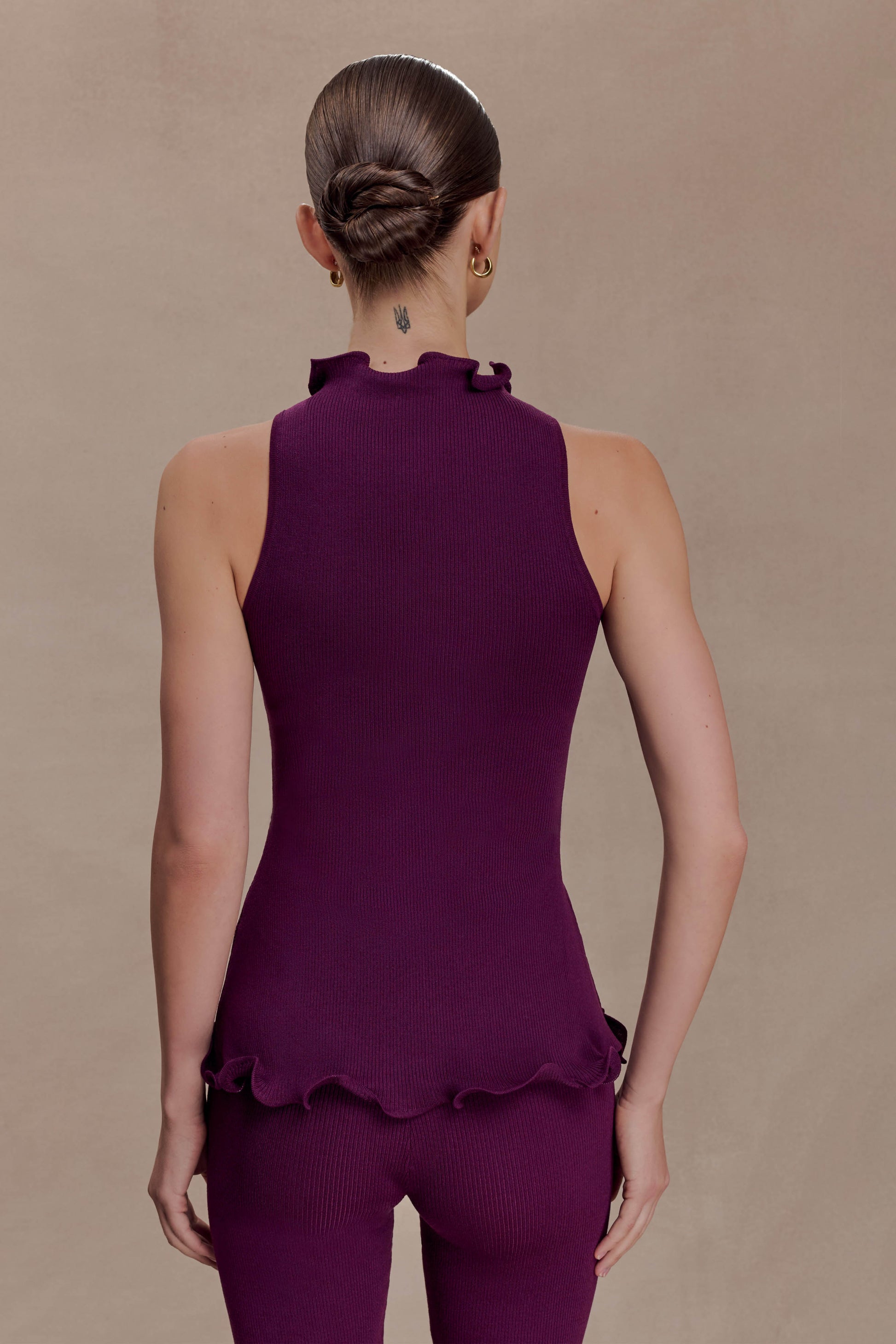 Diya Ribbed Sleeveless Top With Wire Hem - Plum #2