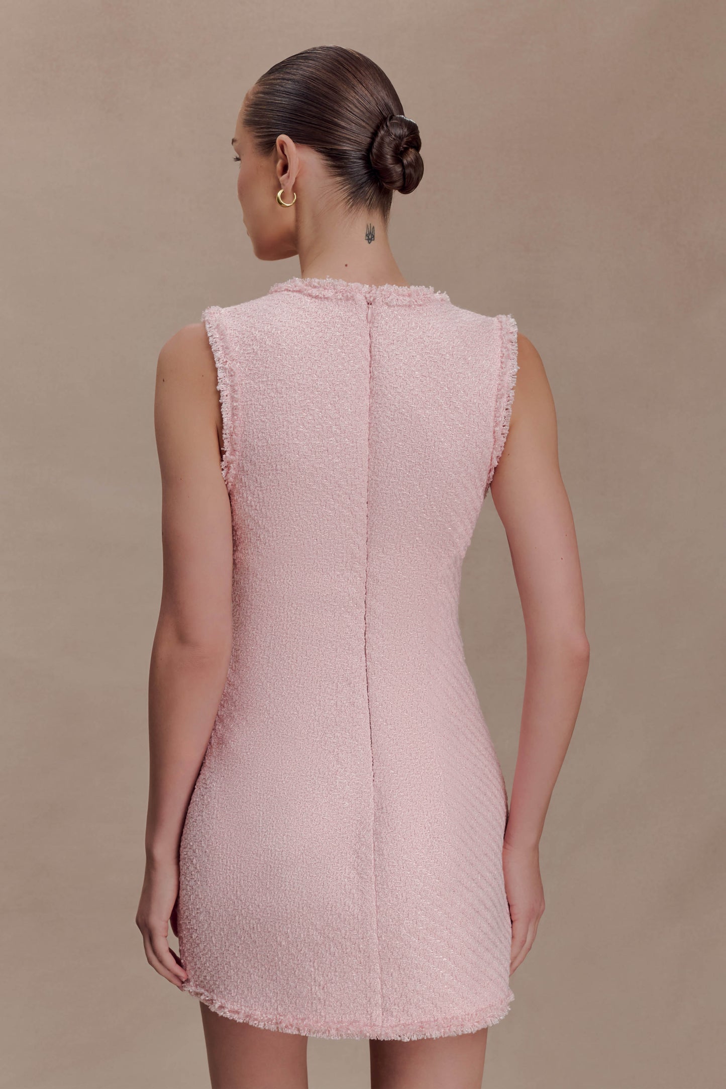 Lea Tweed Sleeveless Mini Dress - Baby Pink