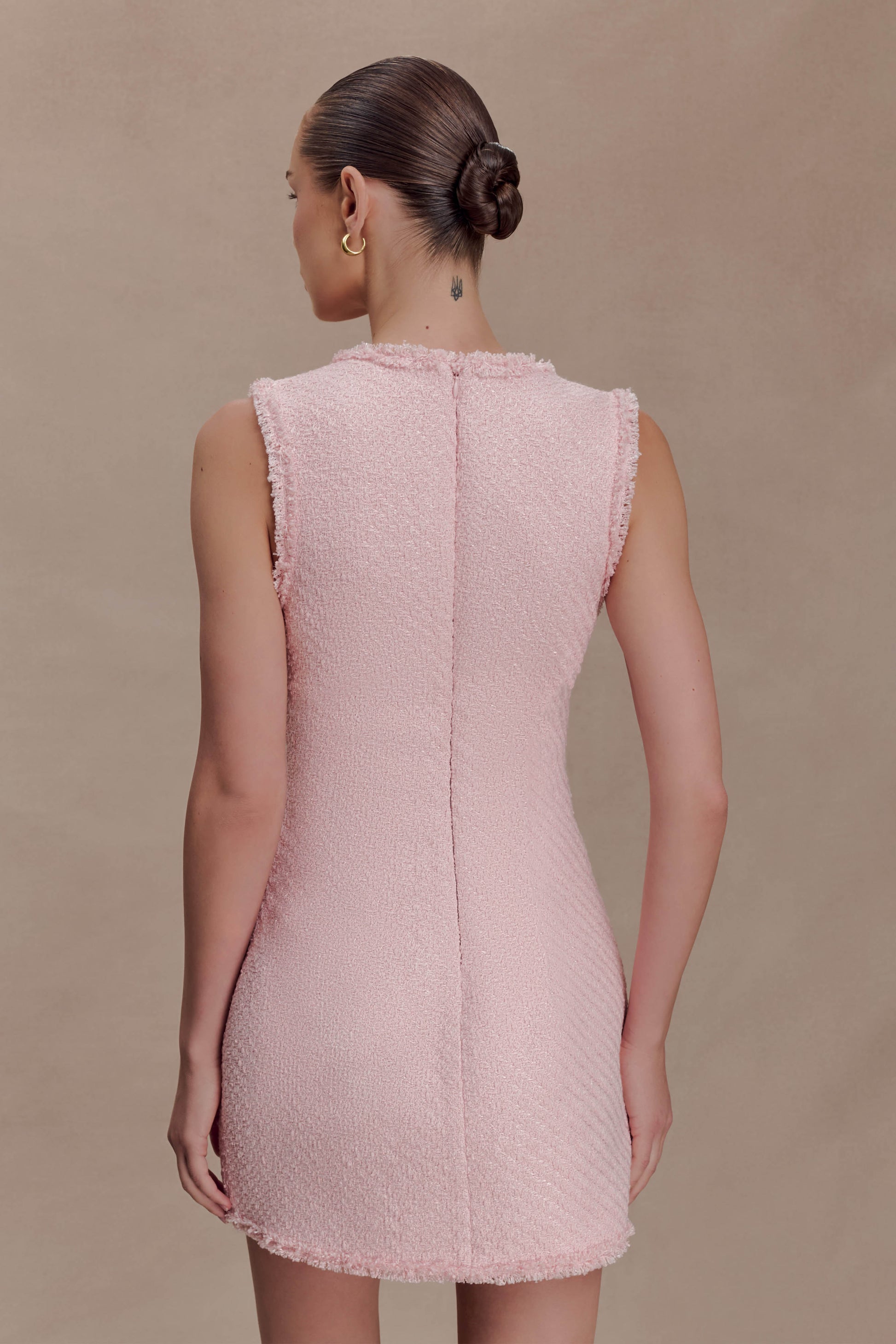 Lea Tweed Sleeveless Mini Dress - Baby Pink #4