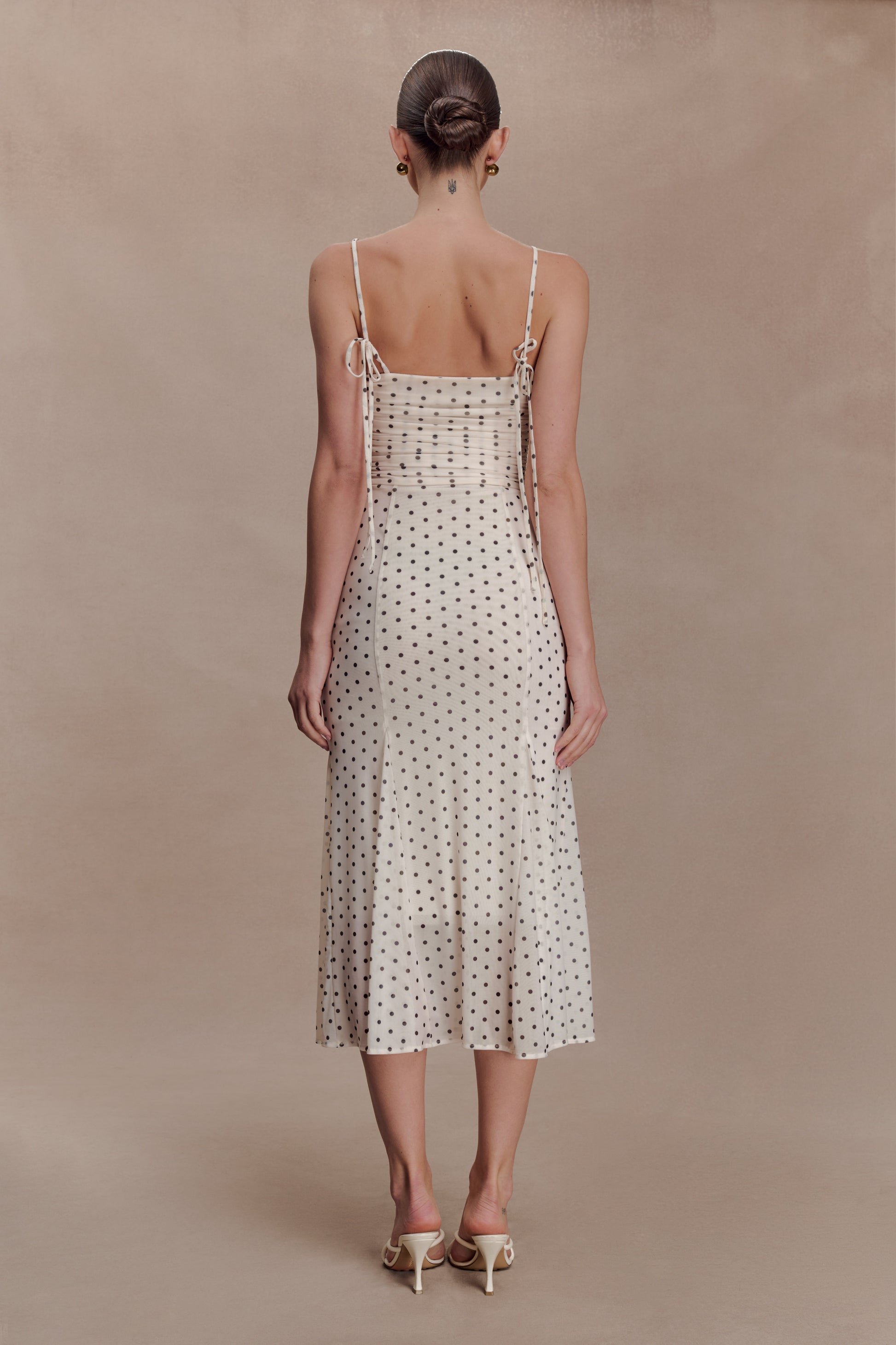 Willa Gathered Mesh Midi Dress - Polka Dot #2