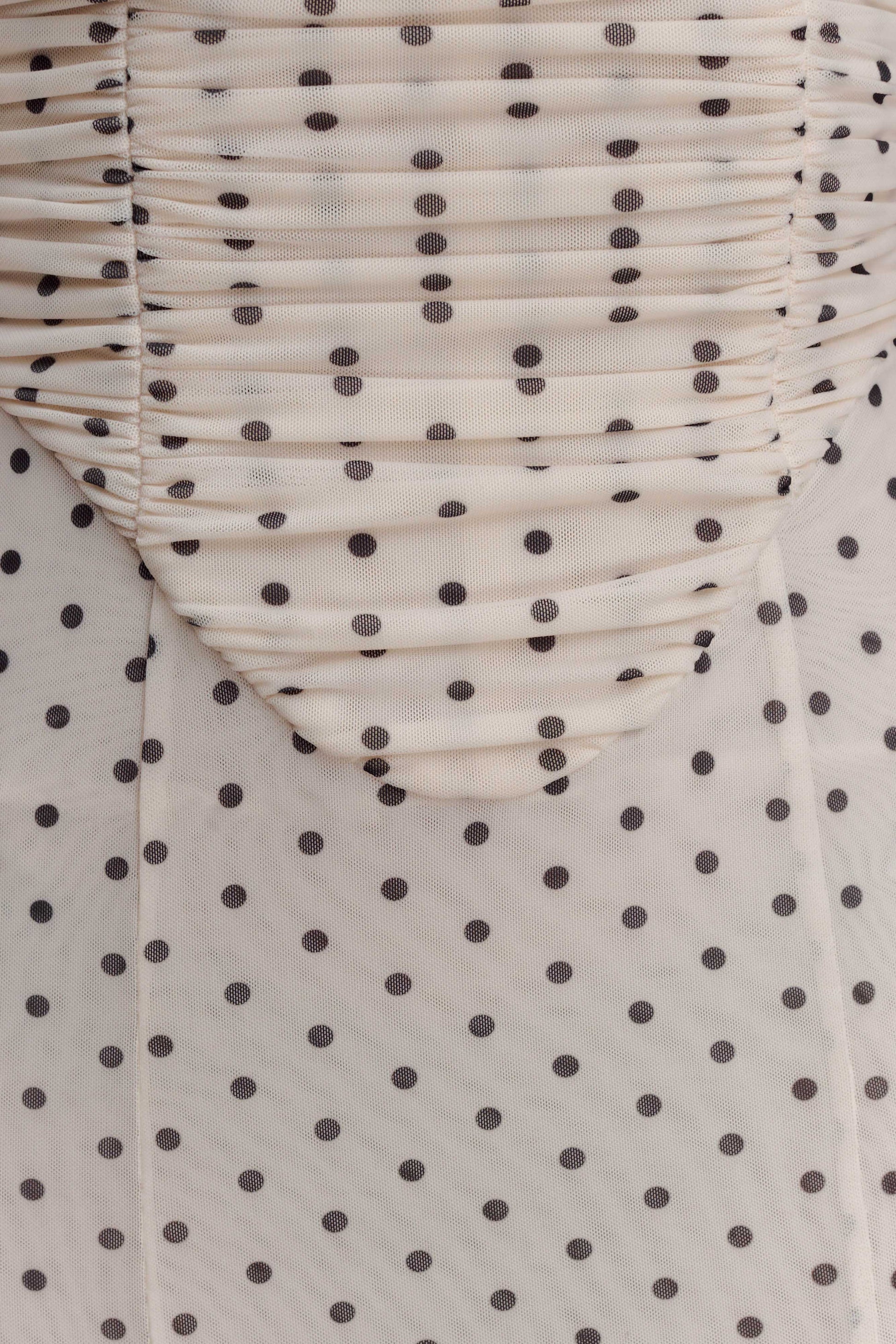 Willa Gathered Mesh Midi Dress - Polka Dot #6