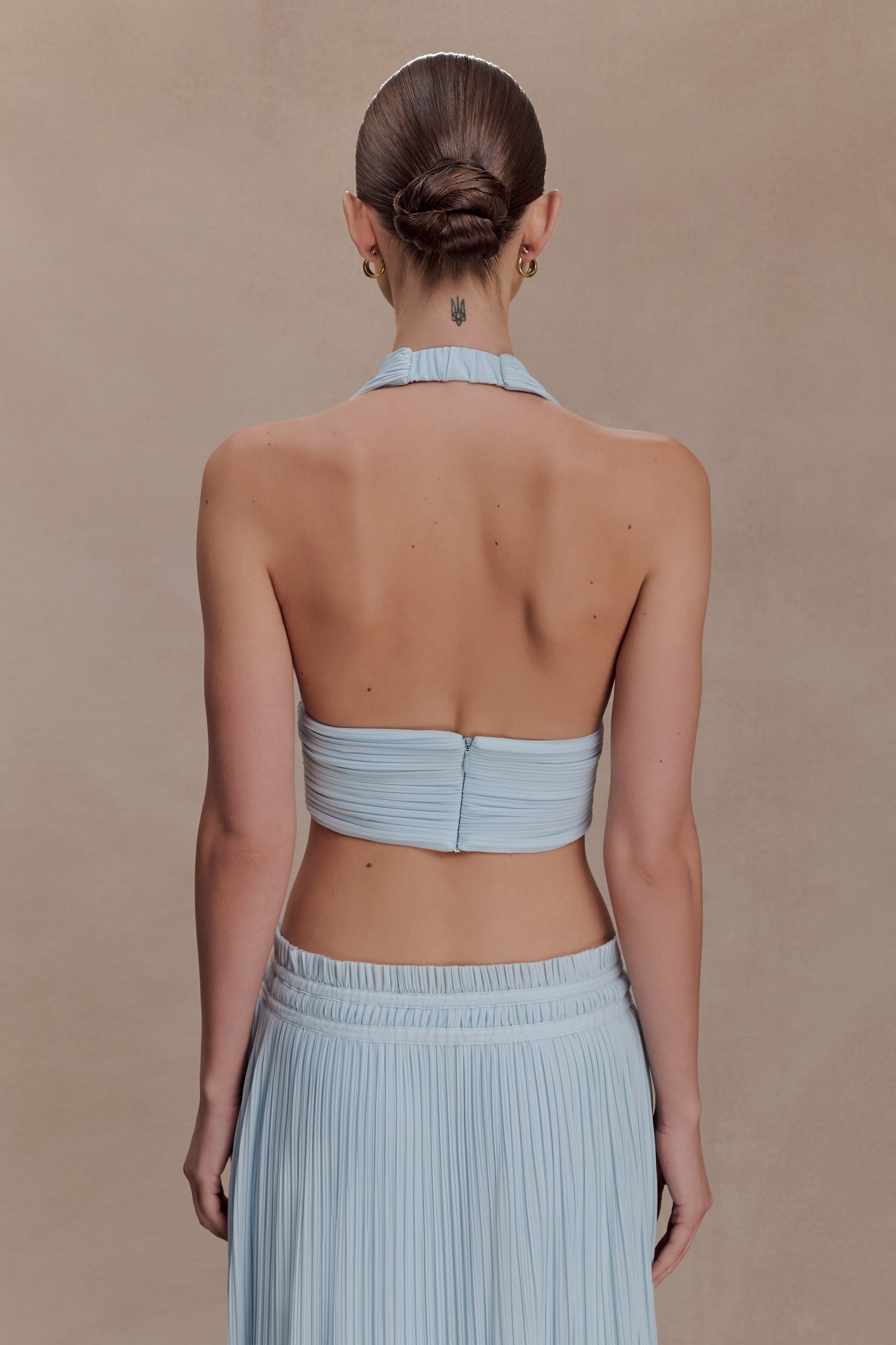 Amaris Sleeveless Plisse Halter Top - Pale Blue #2