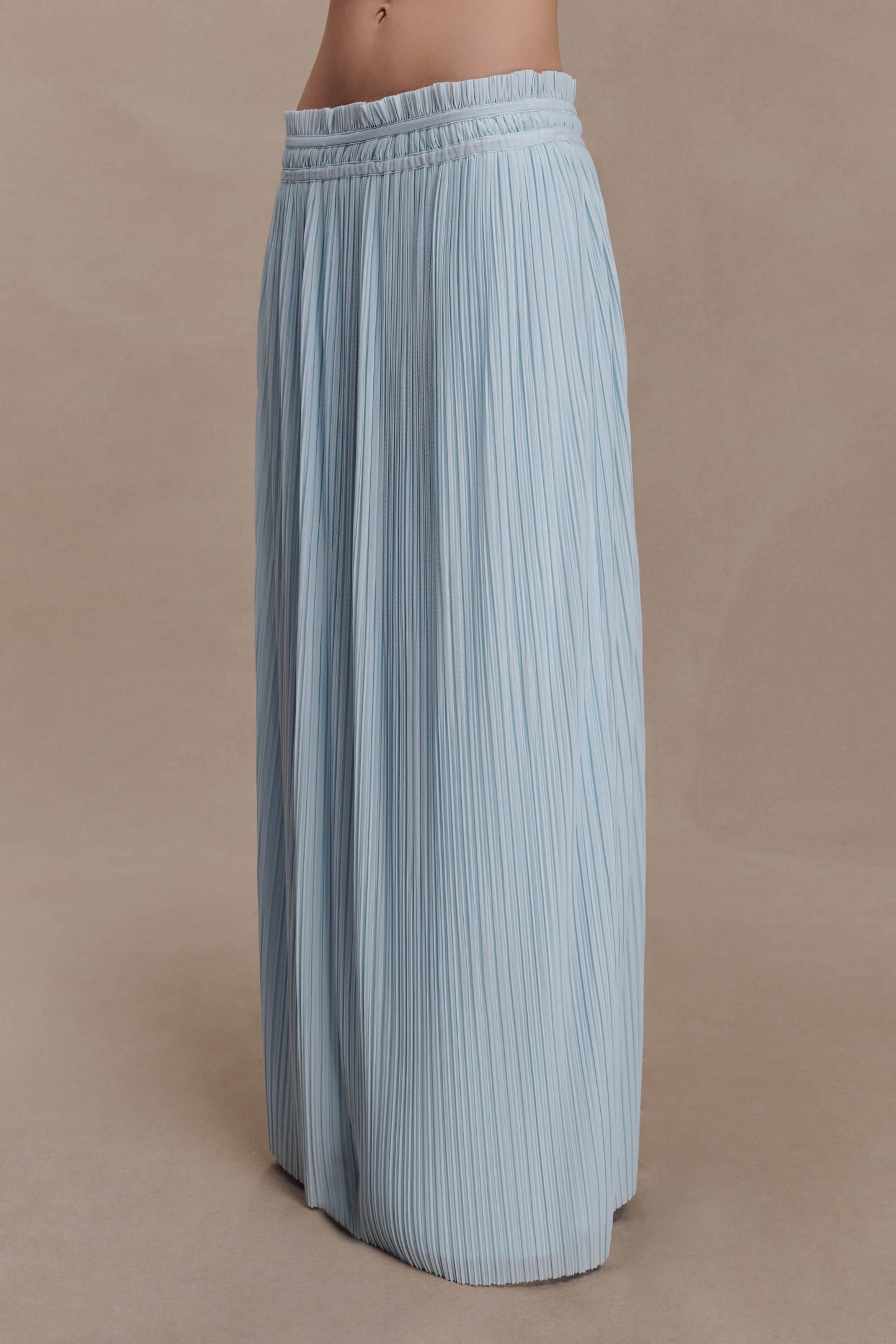 Amaris Gathered Plisse Maxi Skirt - Pale Blue