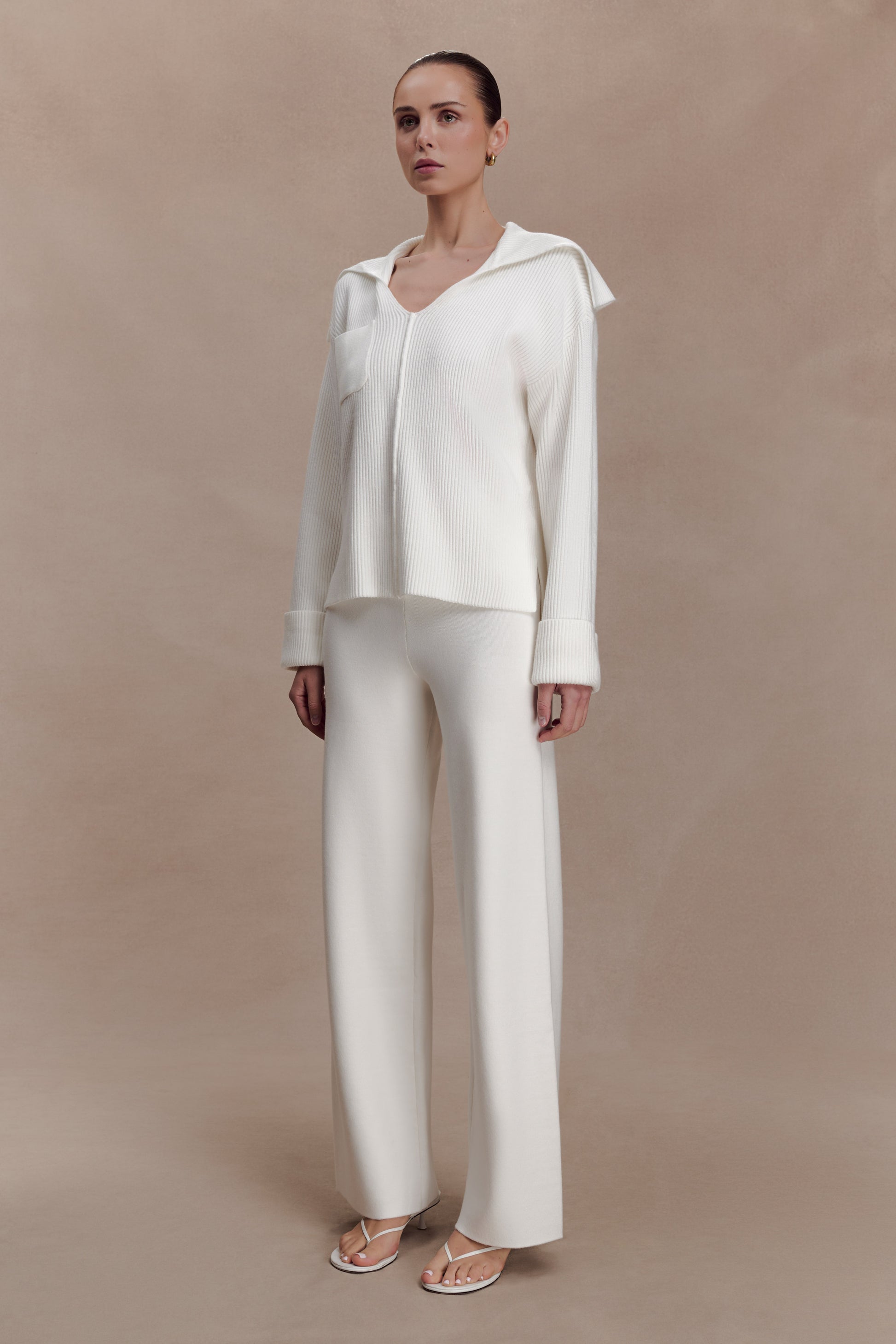 Bianka V Neck Knit Jumper - Off White #4