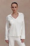Bianka V Neck Knit Jumper - Off White