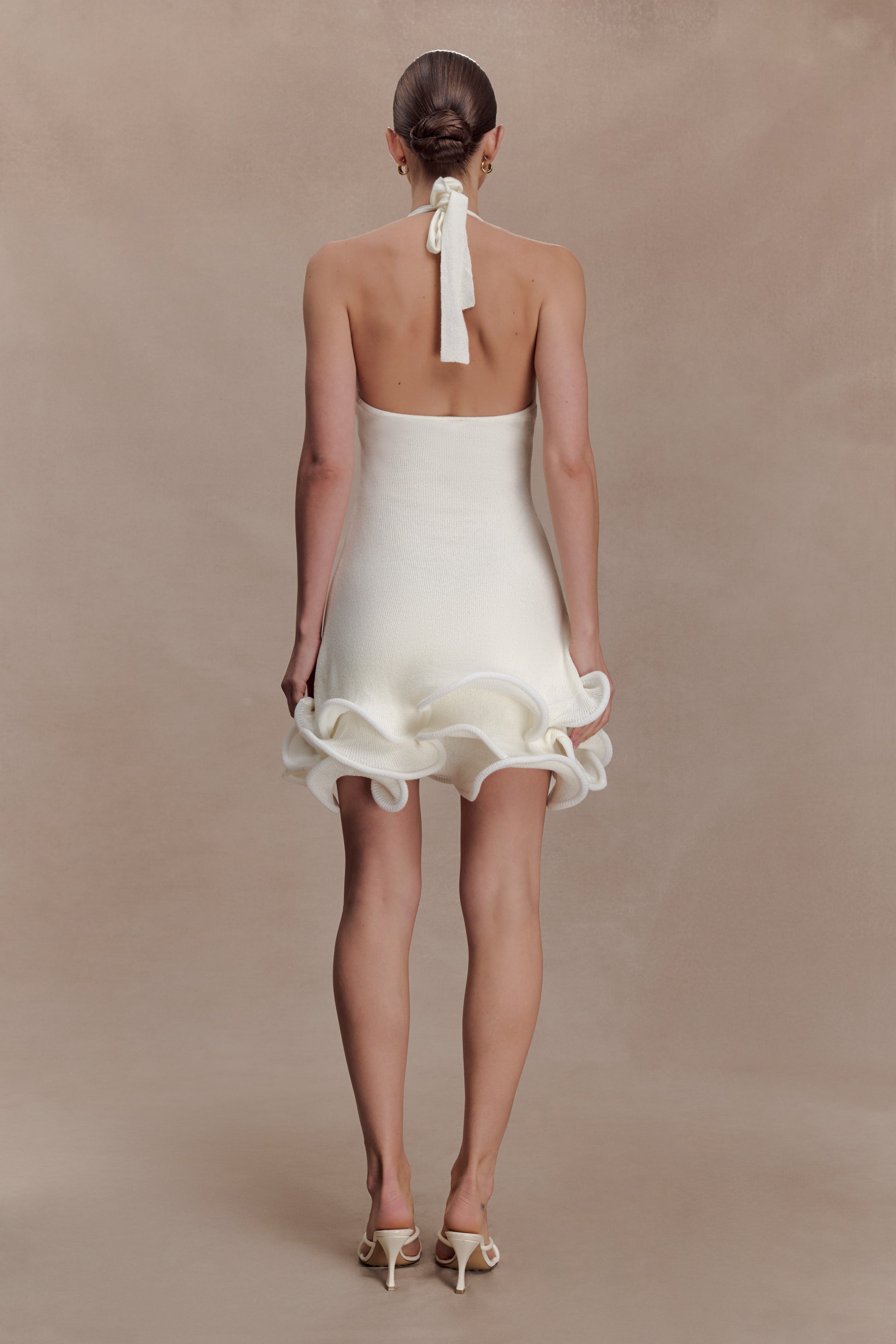 Willowmena Halter Neckline Mini Dress With Tubed Hem - White #5