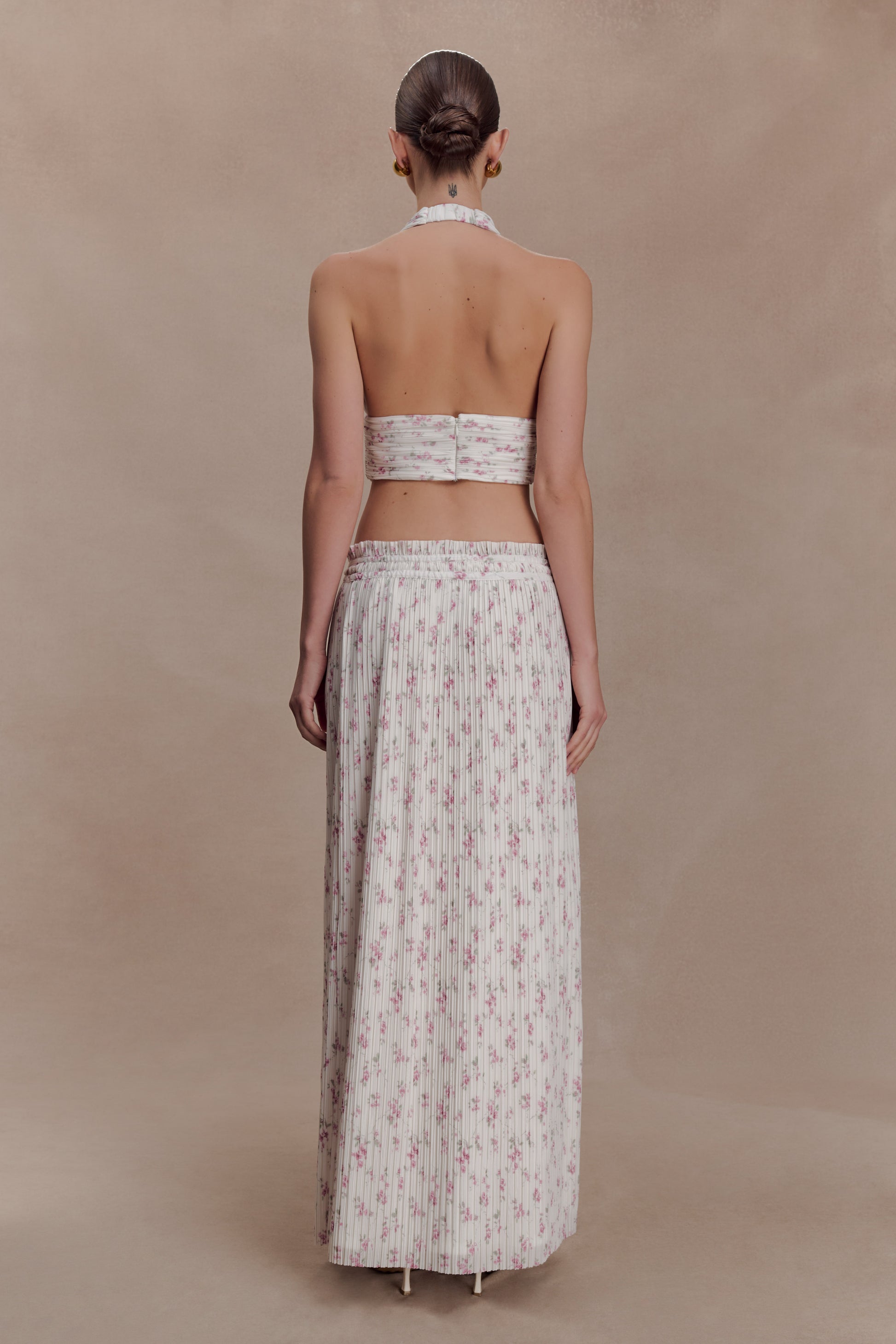 Amaris Sleeveless Plisse Halter Top - Floral Ditsy Print #6