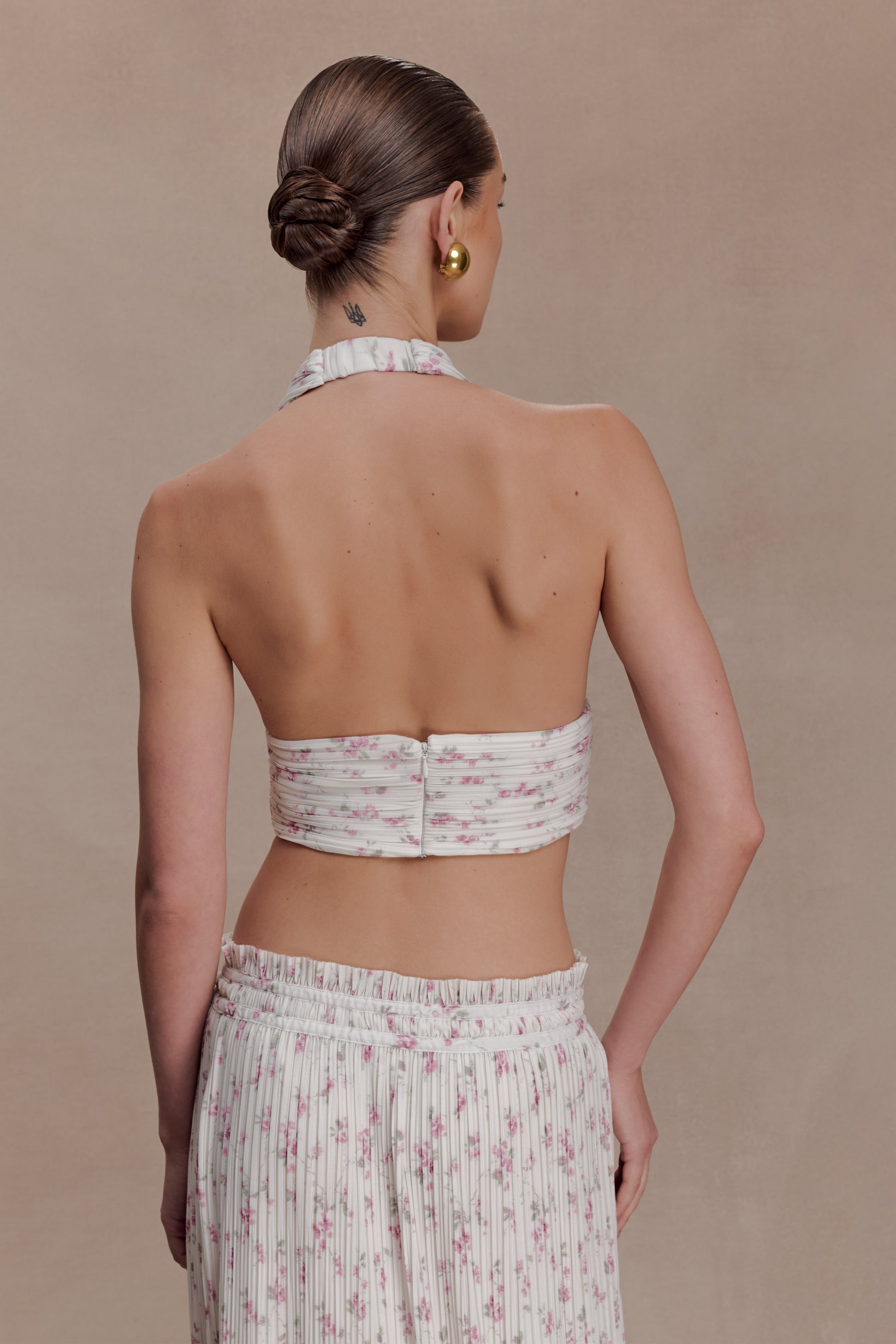 Amaris Sleeveless Plisse Halter Top - Floral Ditsy Print #5