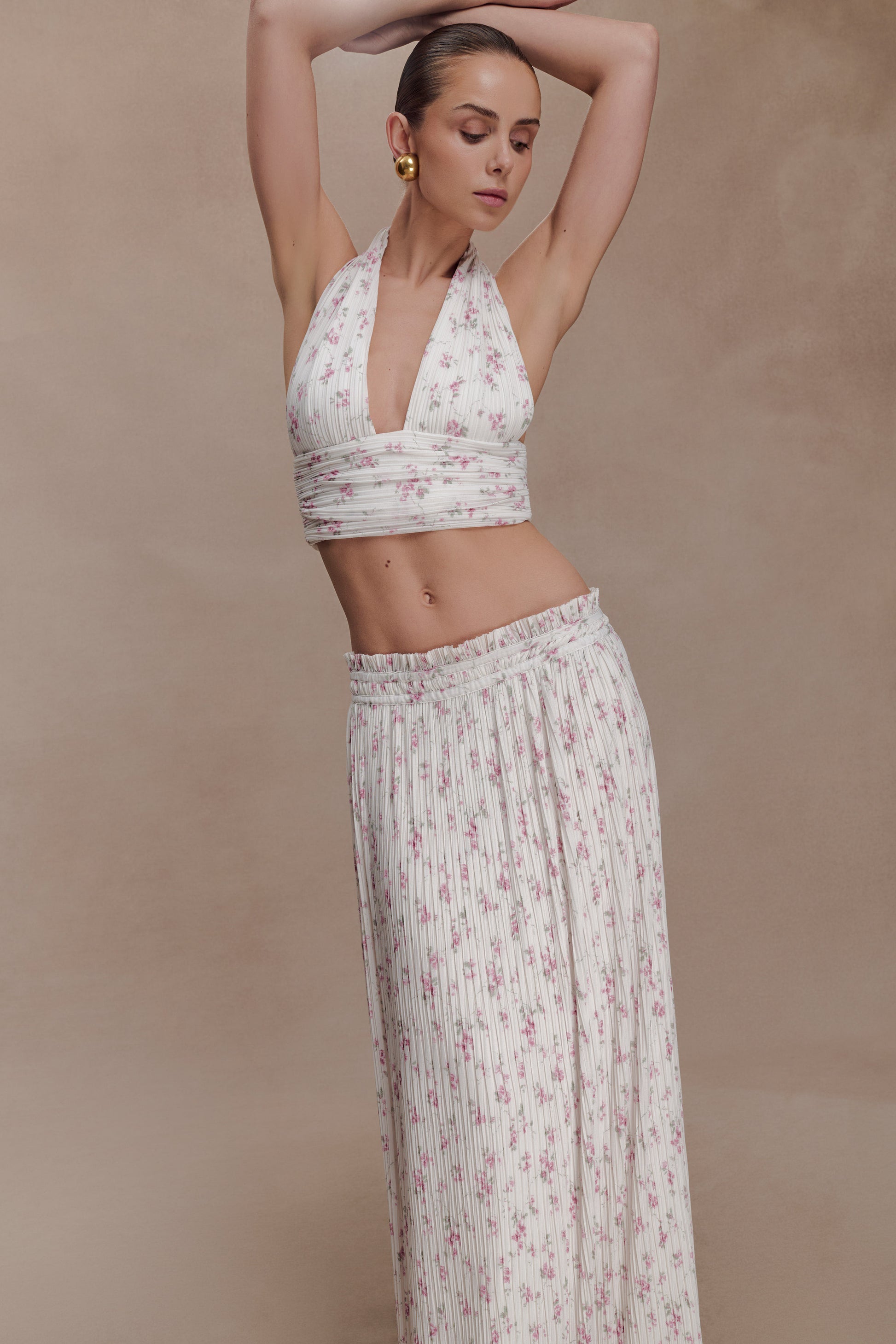 Amaris Gathered Plisse Maxi Skirt - Floral Ditsy Print #3