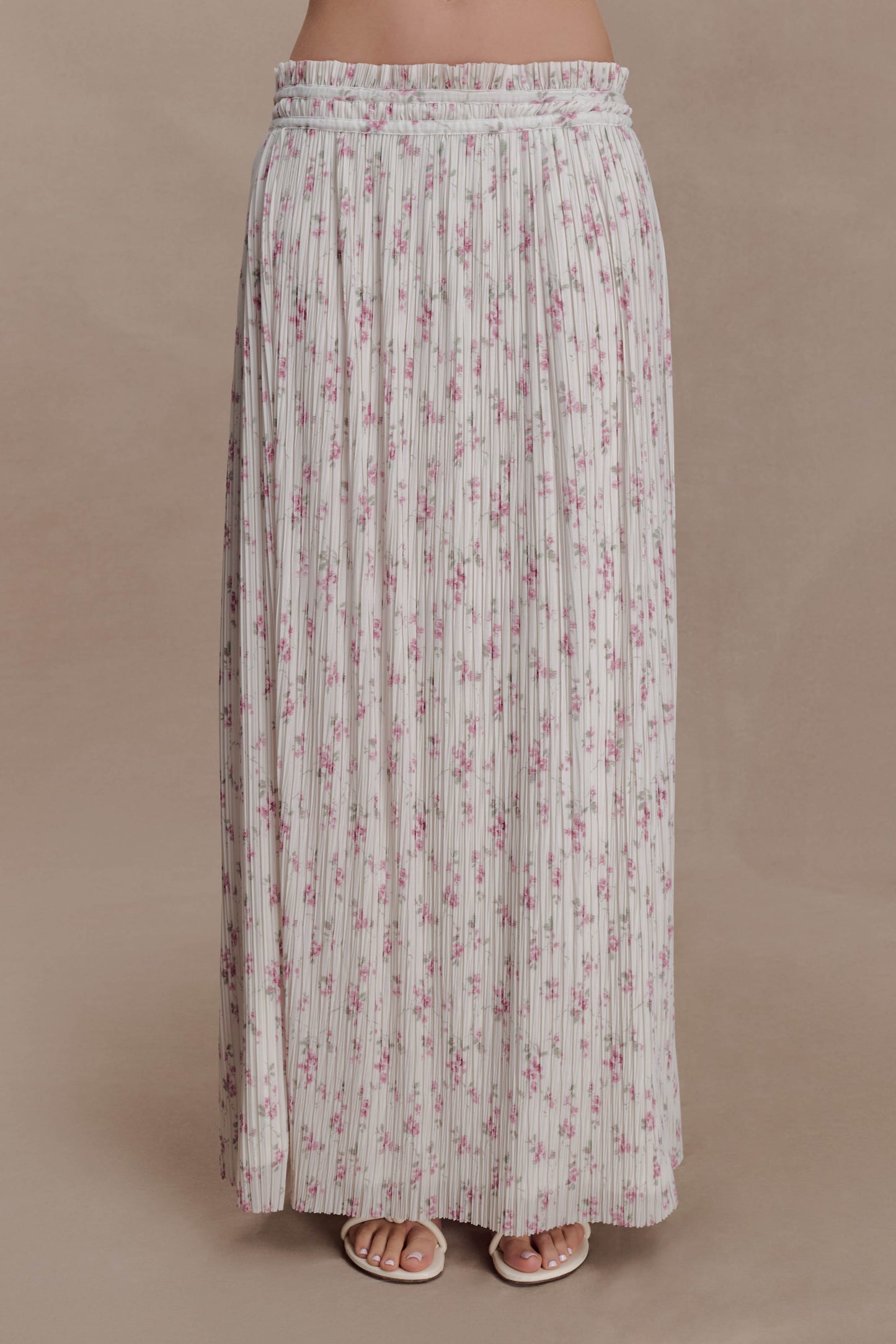 Amaris Gathered Plisse Maxi Skirt - Floral Ditsy Print